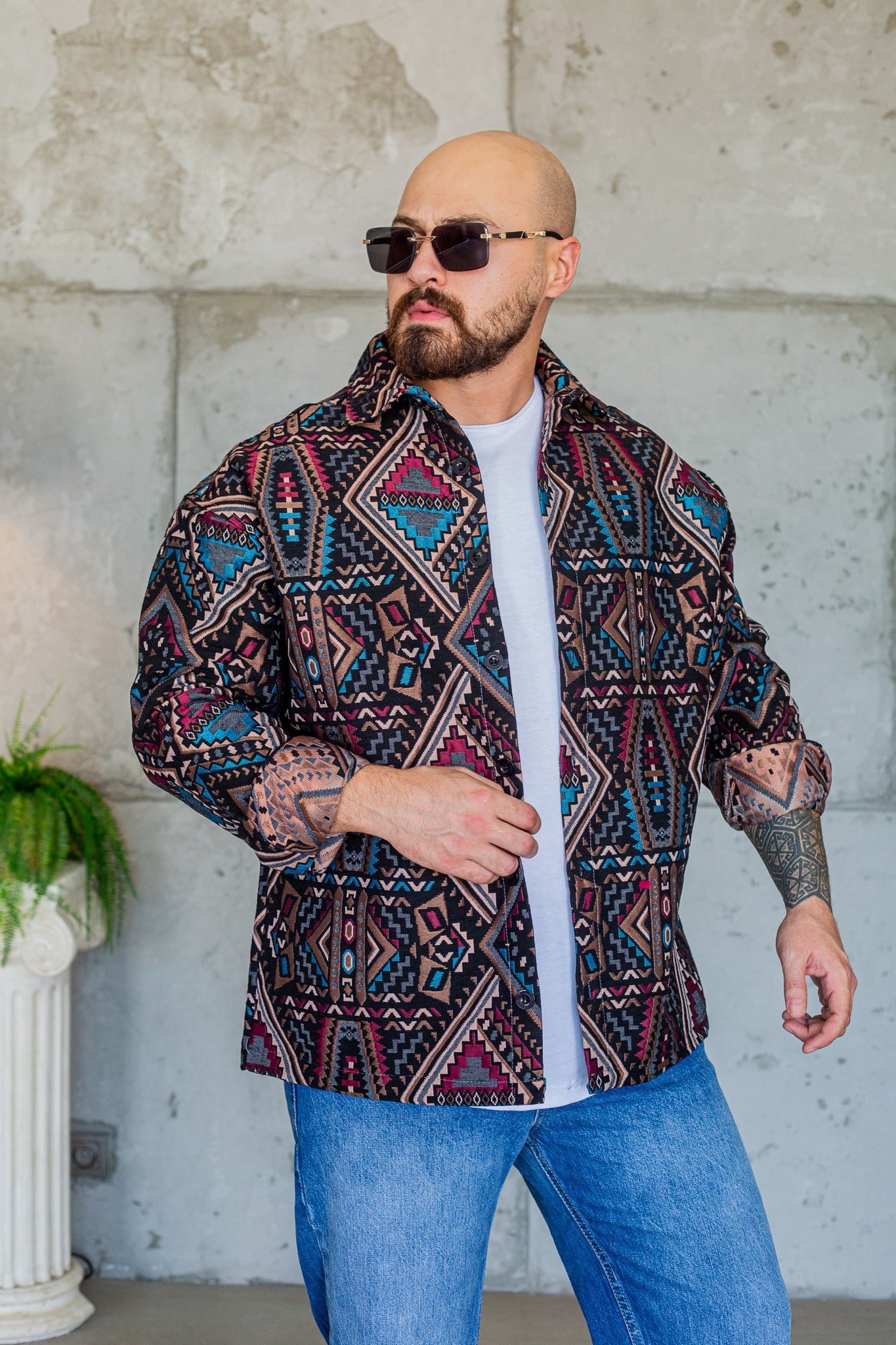 Etnik Patterned Relaxed Fit Shirt (GM50)