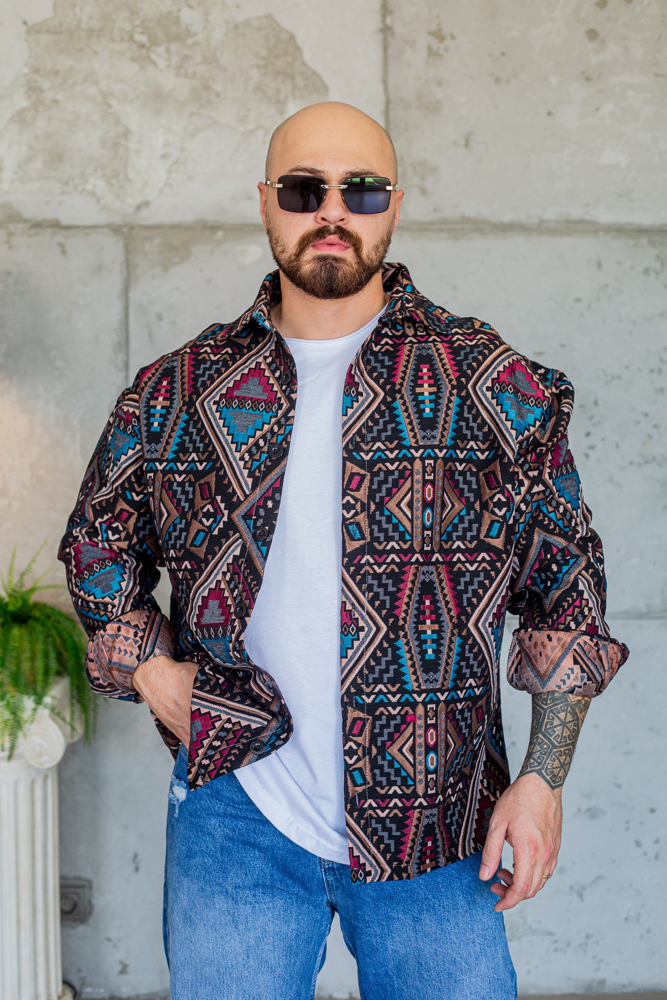 Etnik Patterned Relaxed Fit Shirt (GM50)