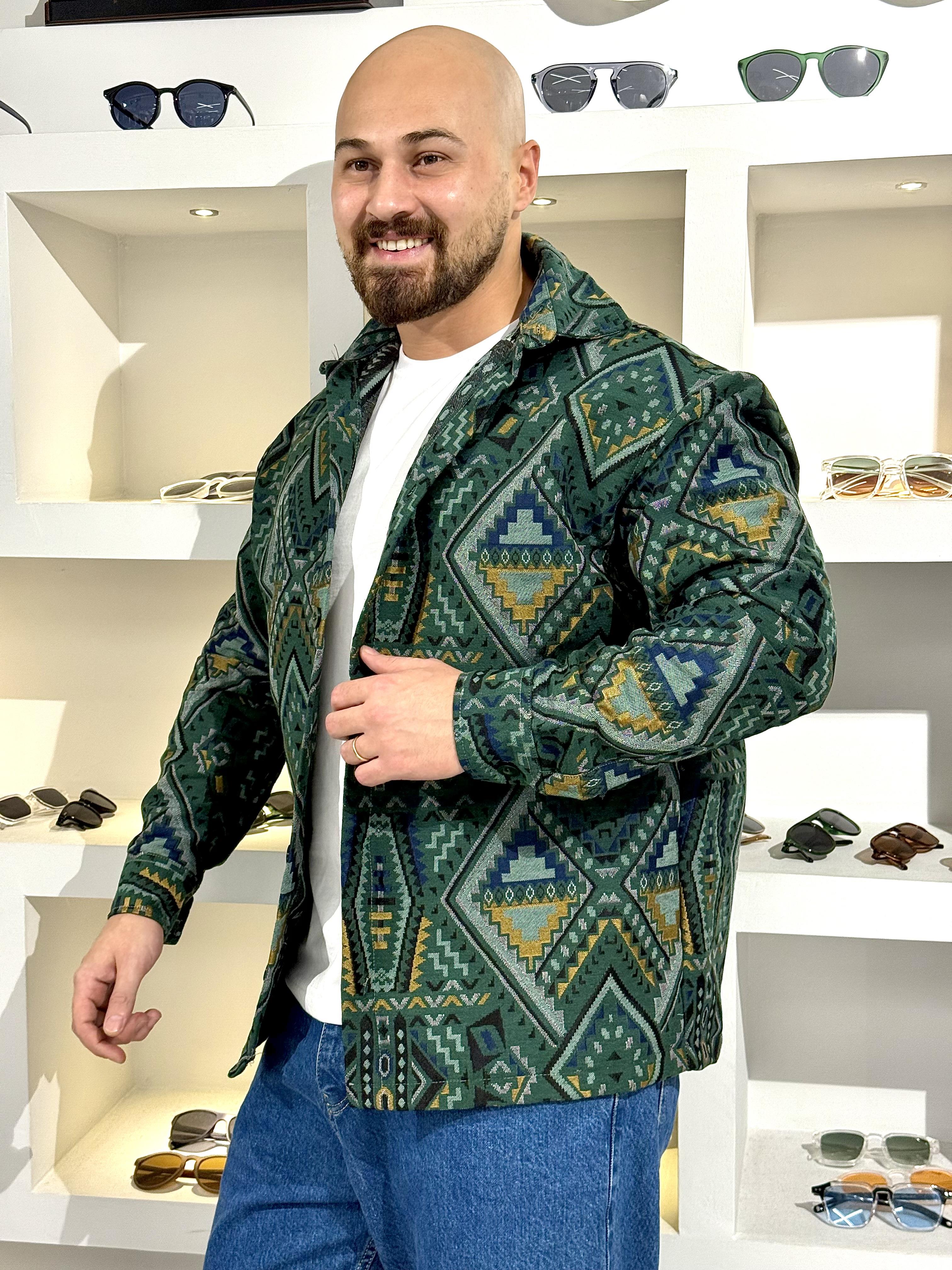 Etnik Desenli Rahat Kalıp Gömlek (GM52)