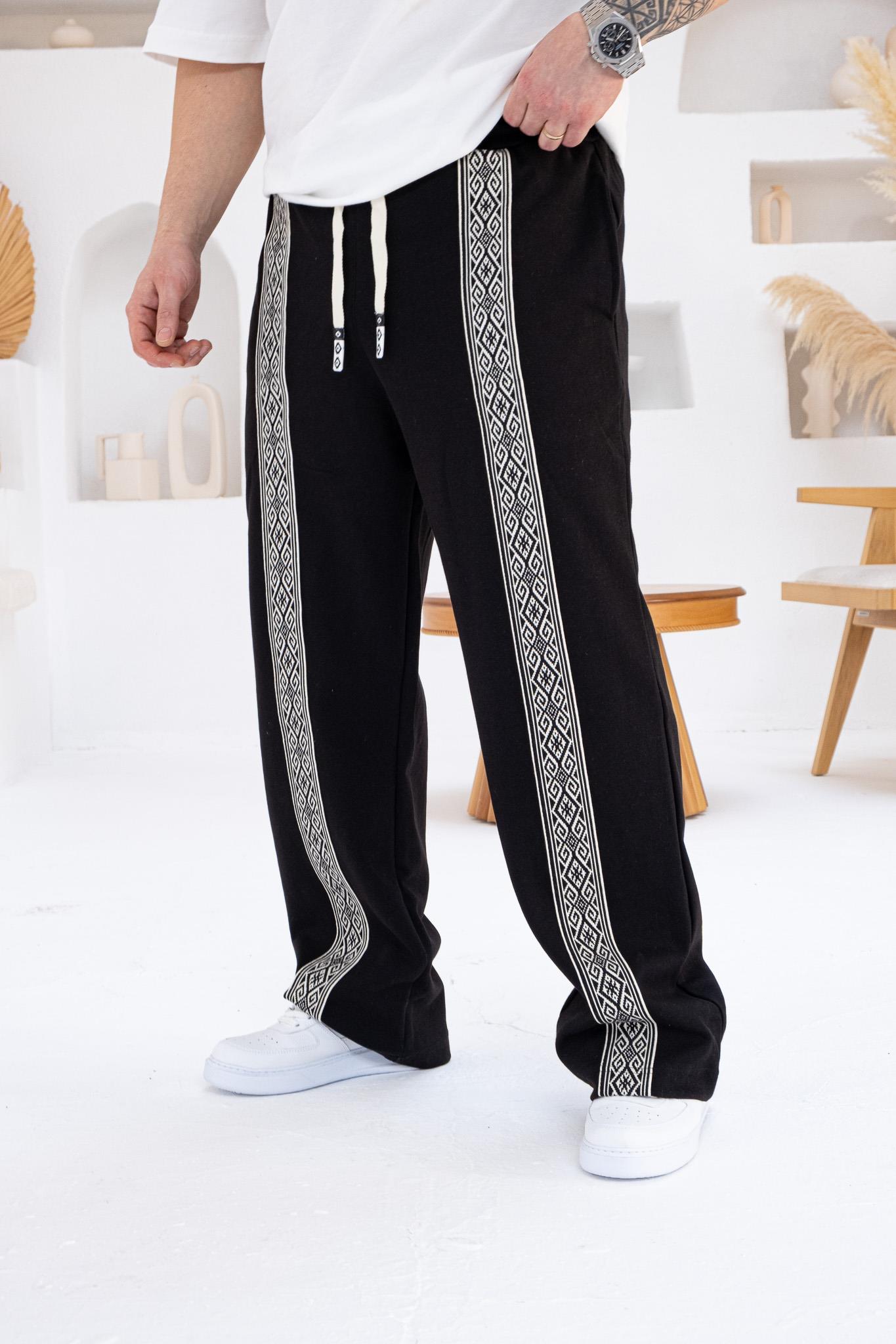 Etnik Şerit Detaylı Erkek Rahat Kesim Pantolon (JGS41)