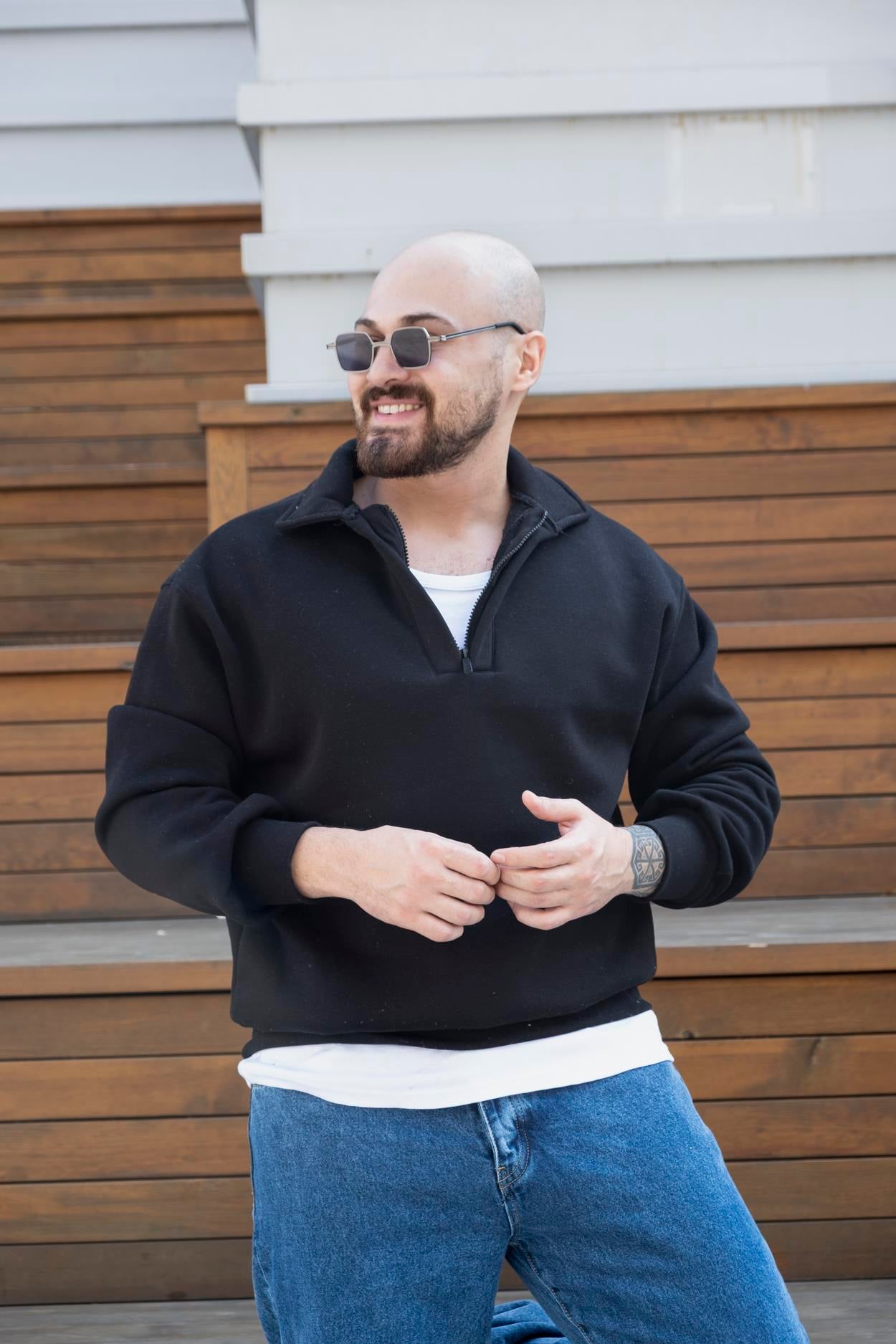 Fermuarlı Oversize Şardonlu Sweatshirt (SVTS21)