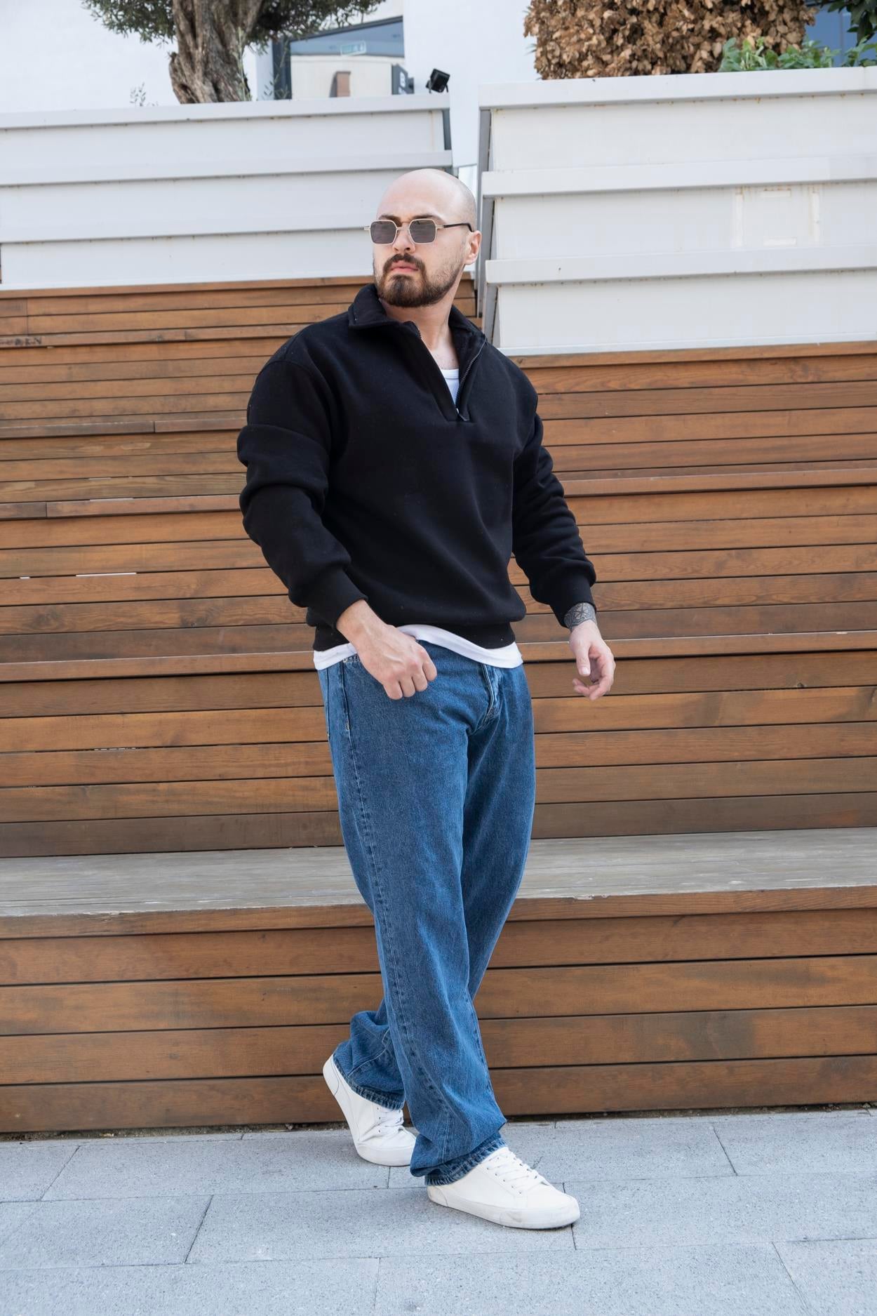 Fermuarlı Oversize Şardonlu Sweatshirt (SVTS21)