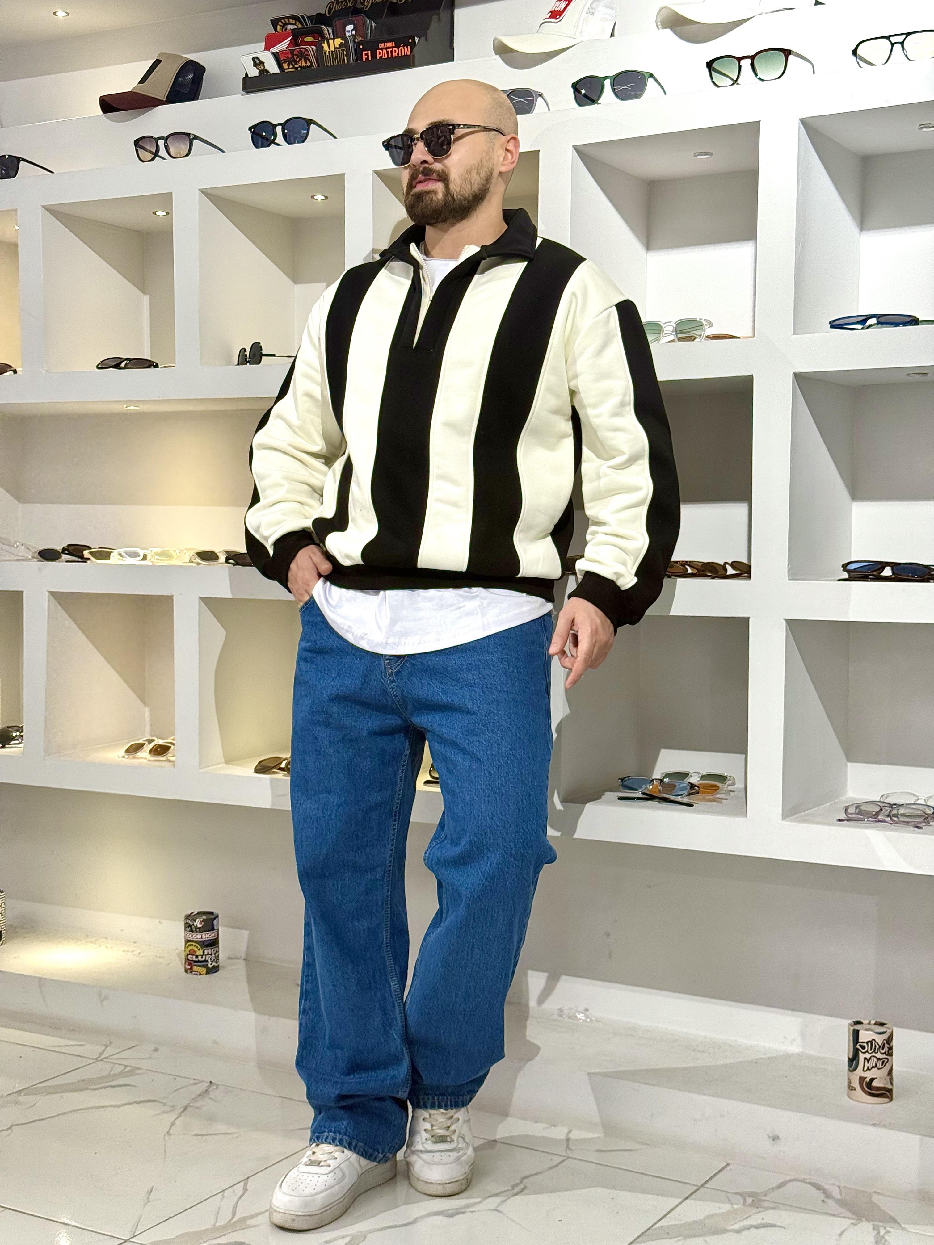 Fermuarlı Polo Yaka Oversize Sweatshirt (SVTS62)