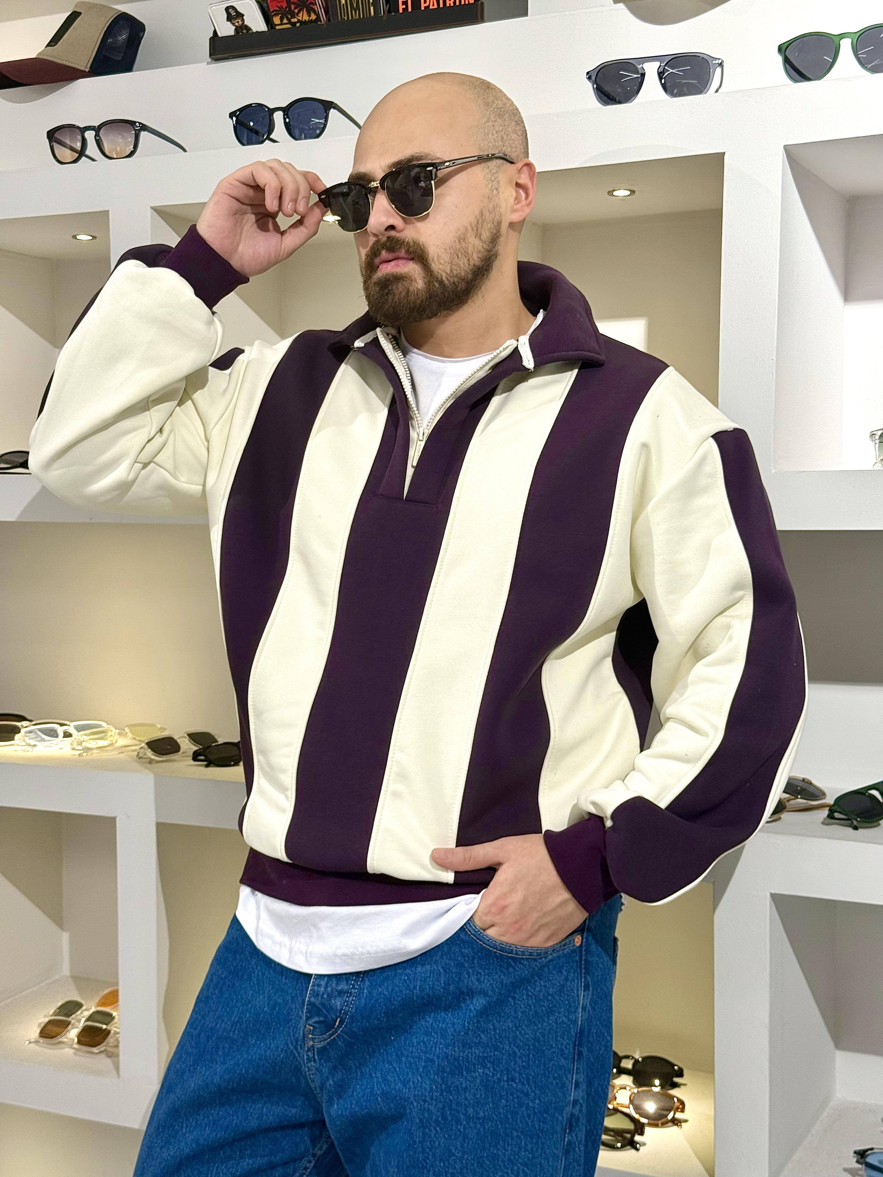 Fermuarlı Polo Yaka Oversize Sweatshirt (SVTMO62)