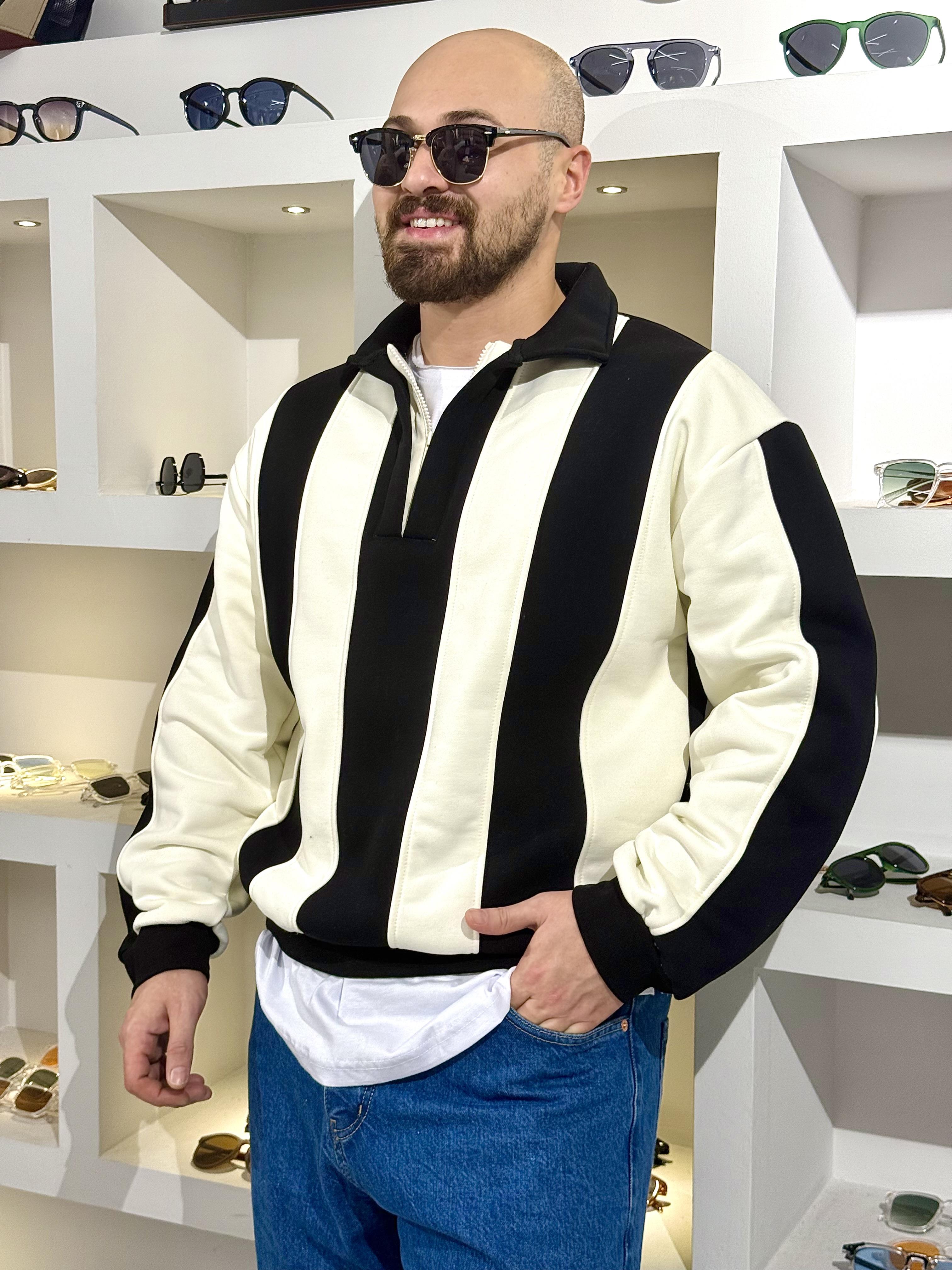 Fermuarlı Polo Yaka Oversize Sweatshirt (SVTS62)