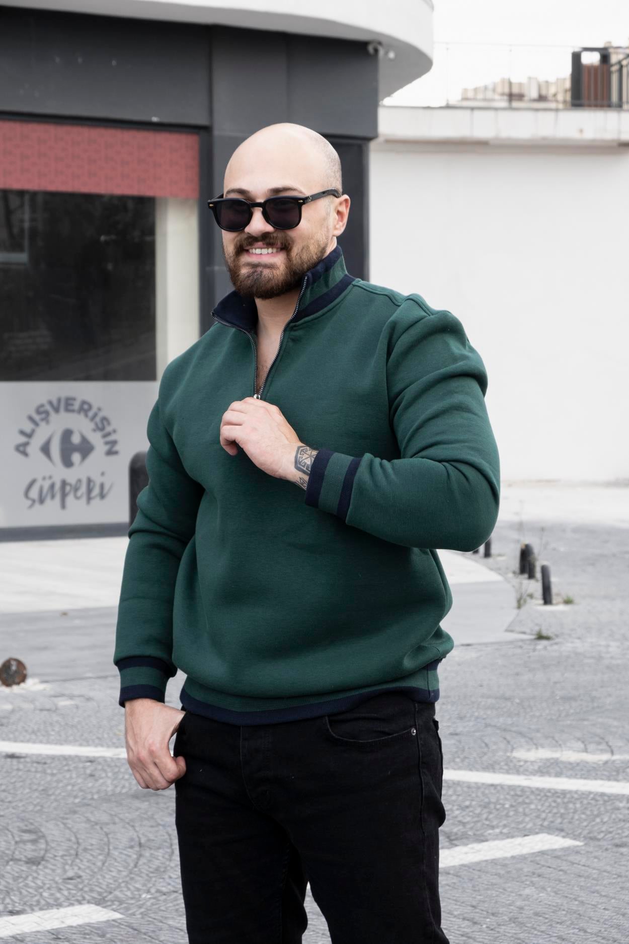 Fermuarlı Üç İplik Sweatshirt (SVTY27)
