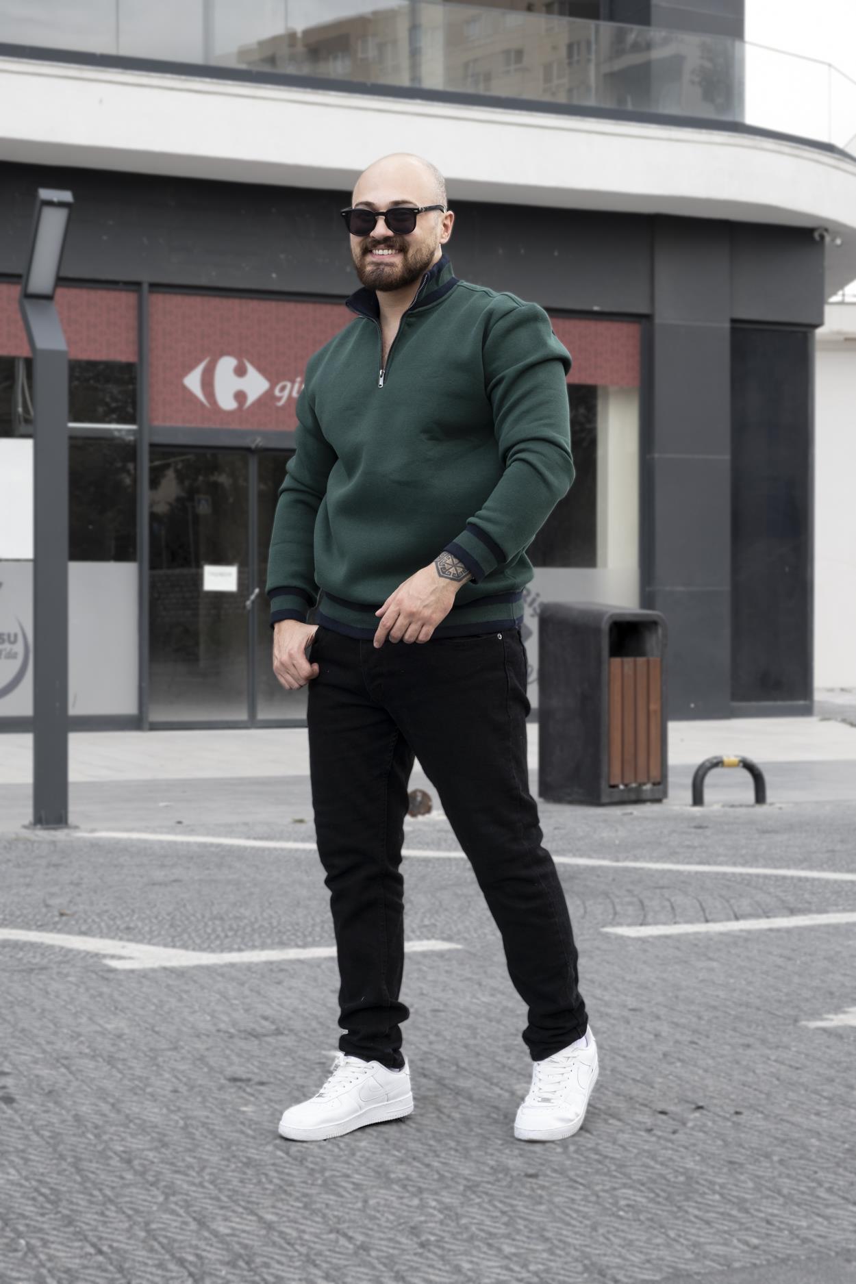 Fermuarlı Üç İplik Sweatshirt (SVTY27)