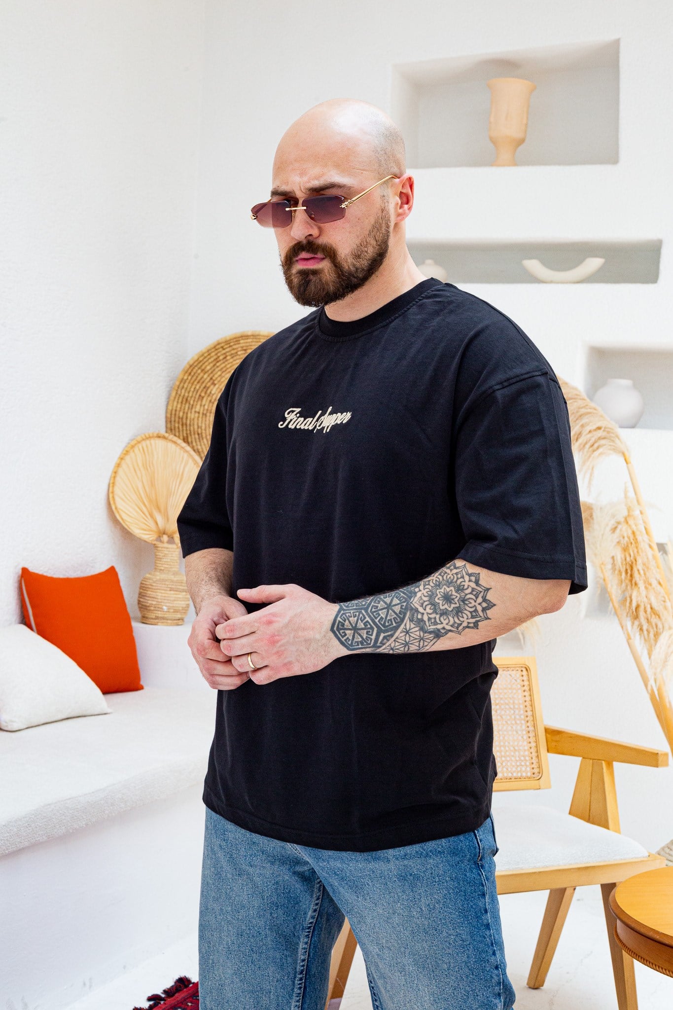 Final Supper Sırtı Sanat Nakışlı Oversize T-Shirt (TSS84)