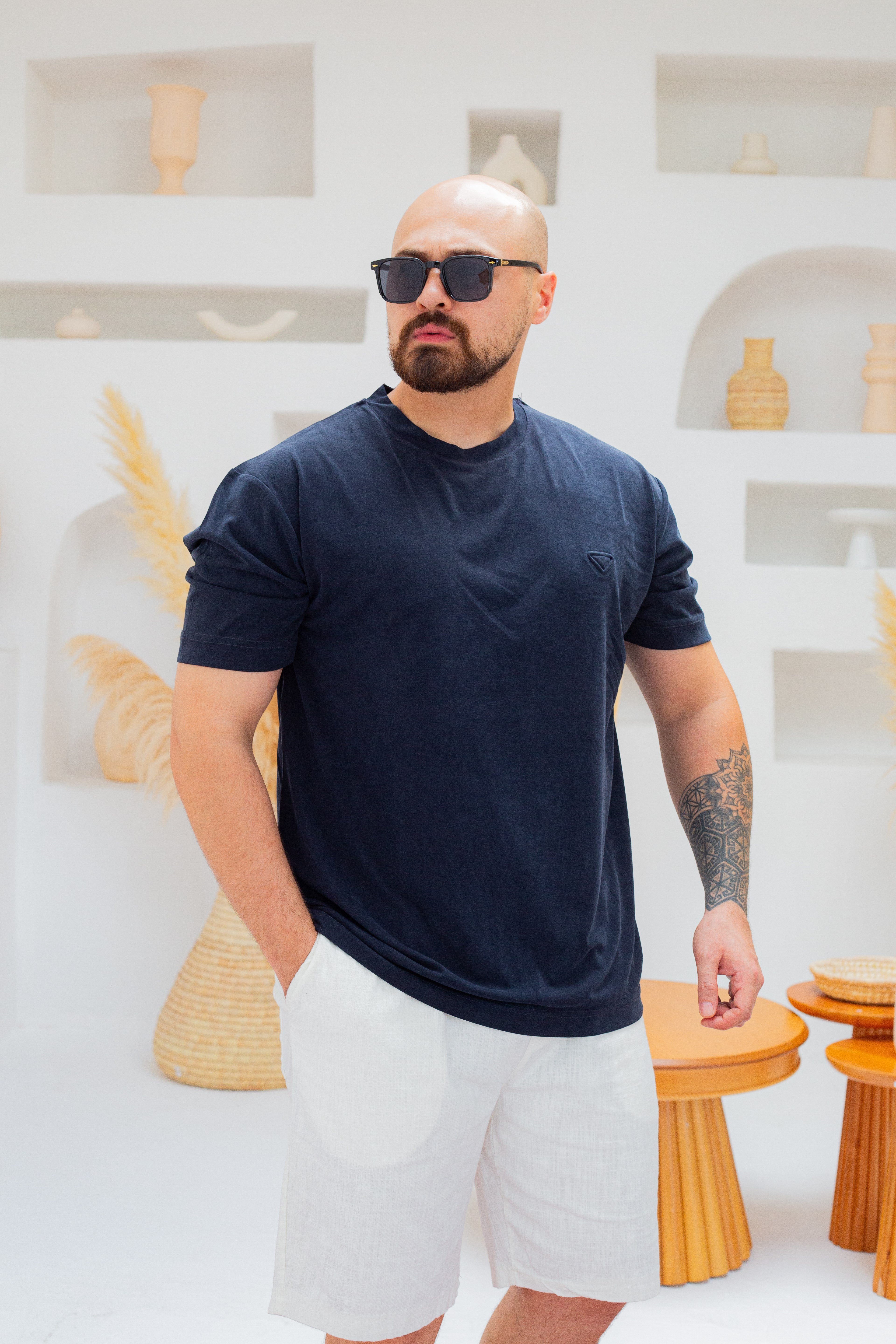 Fırçalı Tensel Kumaş Slim Fit T-Shirt (TSL107)