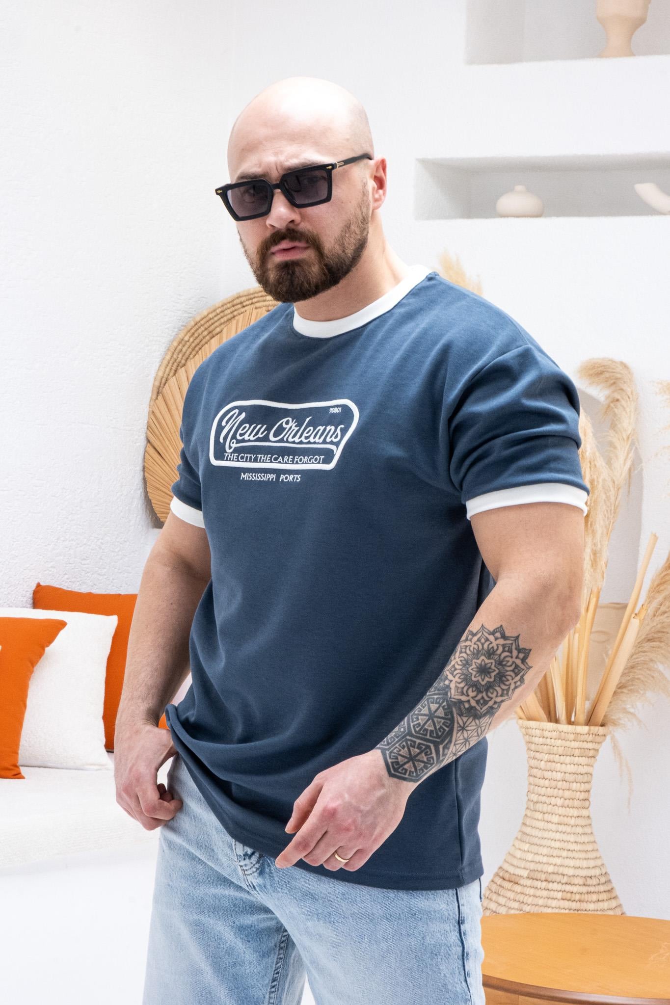 Göğüs Nakış Detaylı Oversize T-shirt (TSM62)
