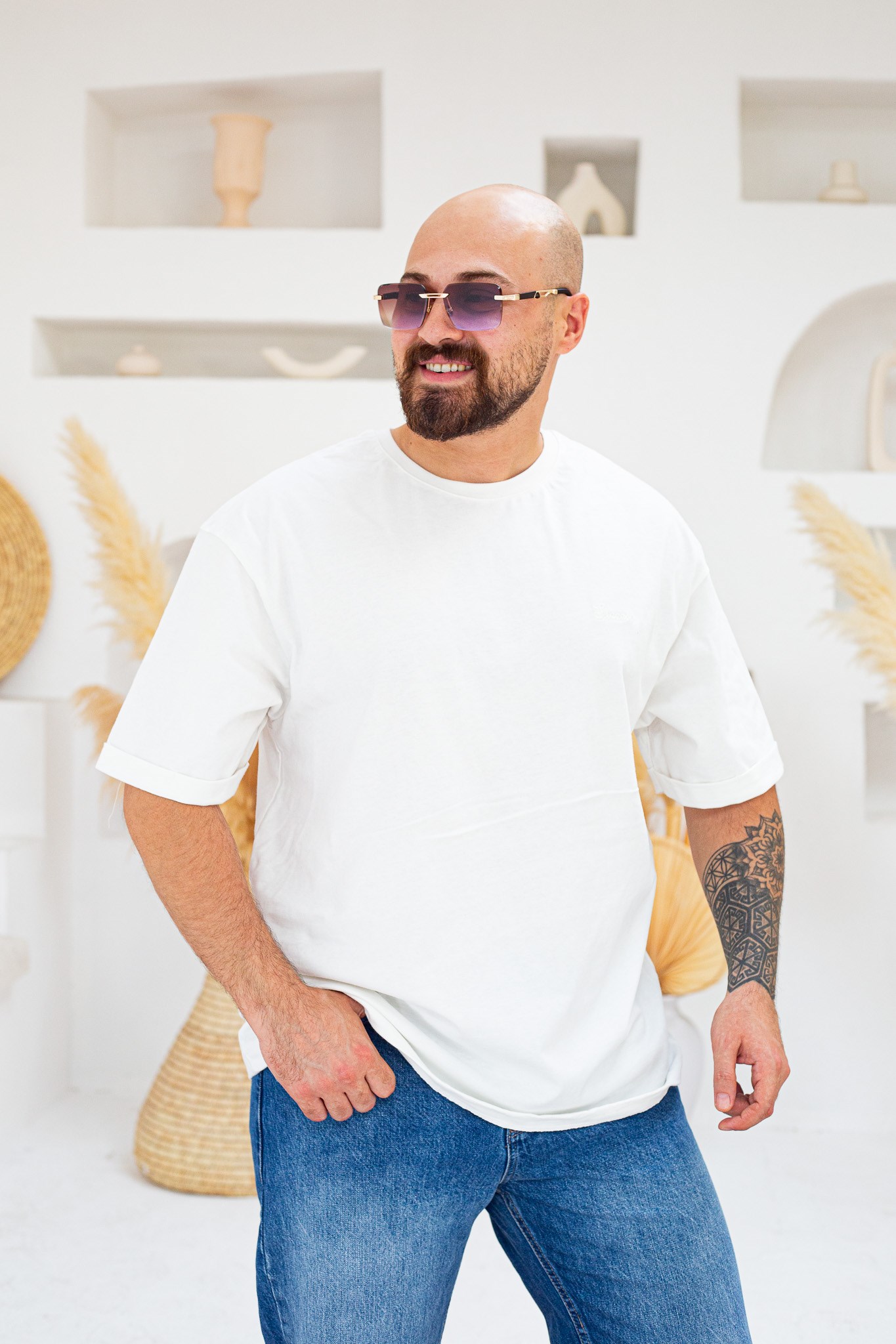 Göğüs Nakış Detaylı Oversize T-Shirt (TSB109)