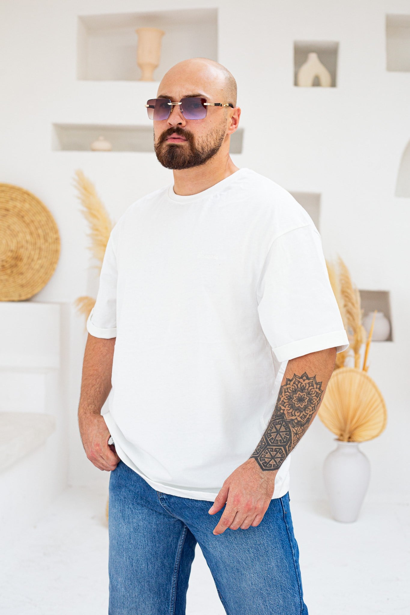 Göğüs Nakış Detaylı Oversize T-Shirt (TSB109)