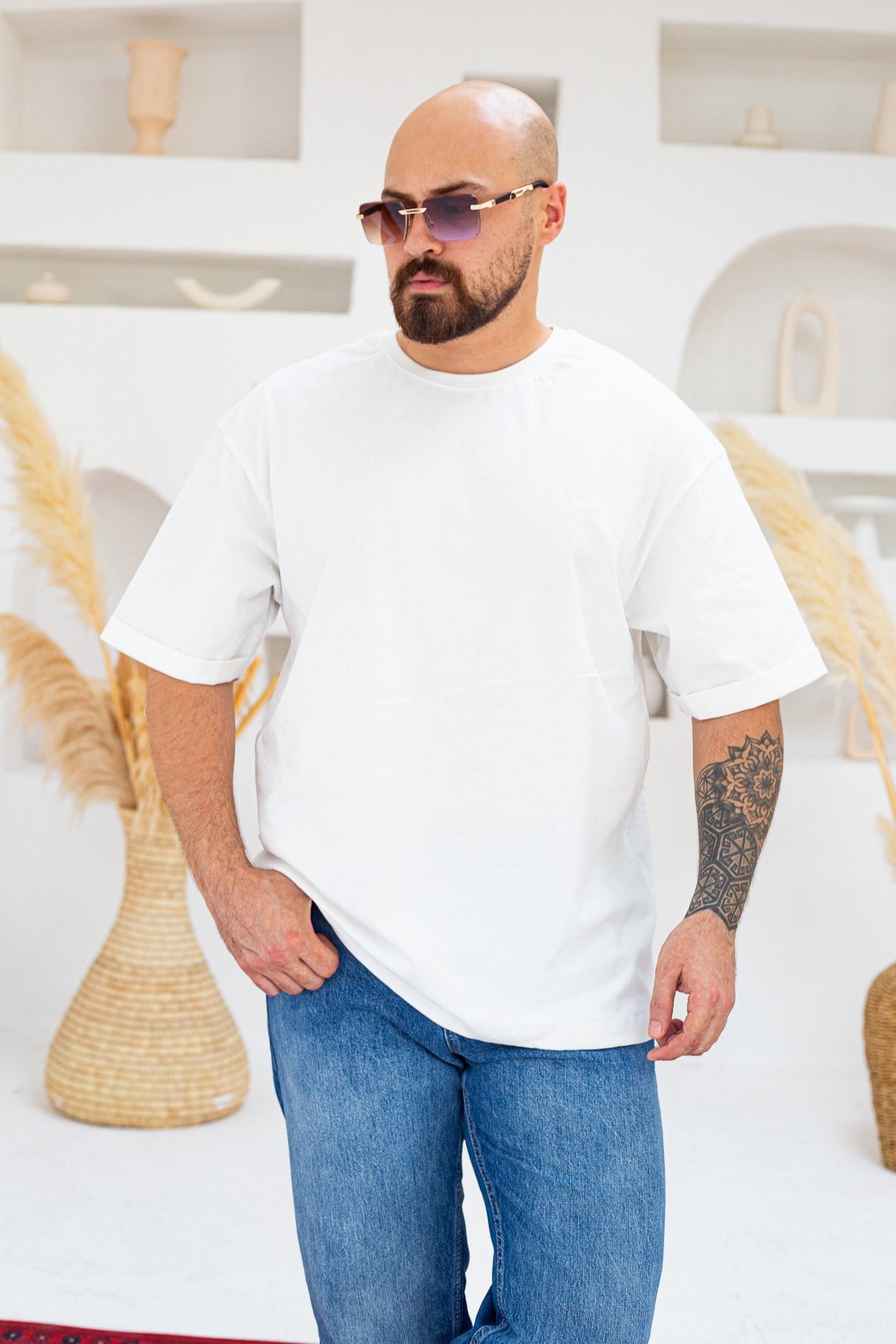 Göğüs Nakış Detaylı Oversize T-Shirt (TSB109)