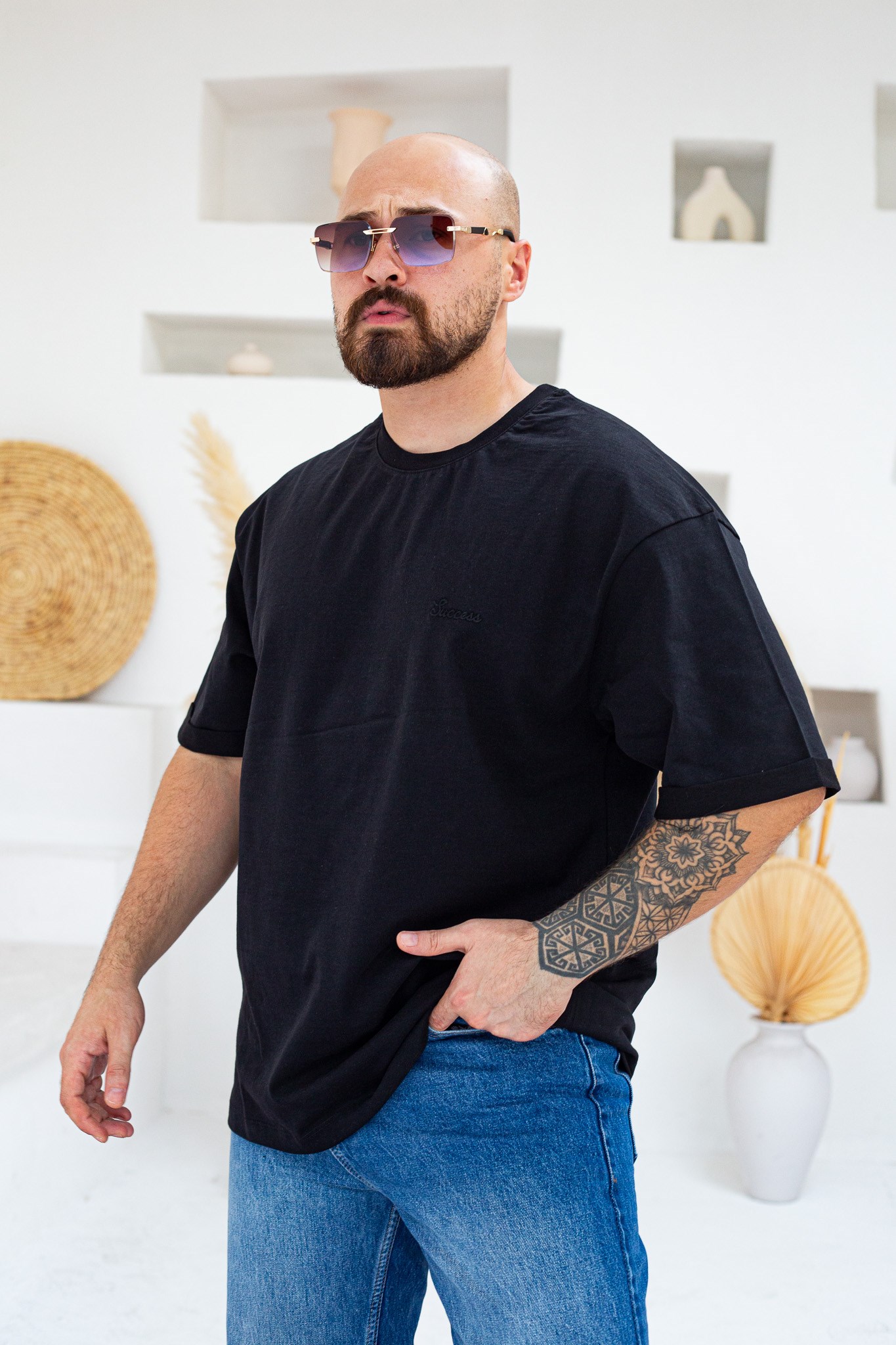 Göğüs Nakış Detaylı Oversize T-Shirt (TSS109)