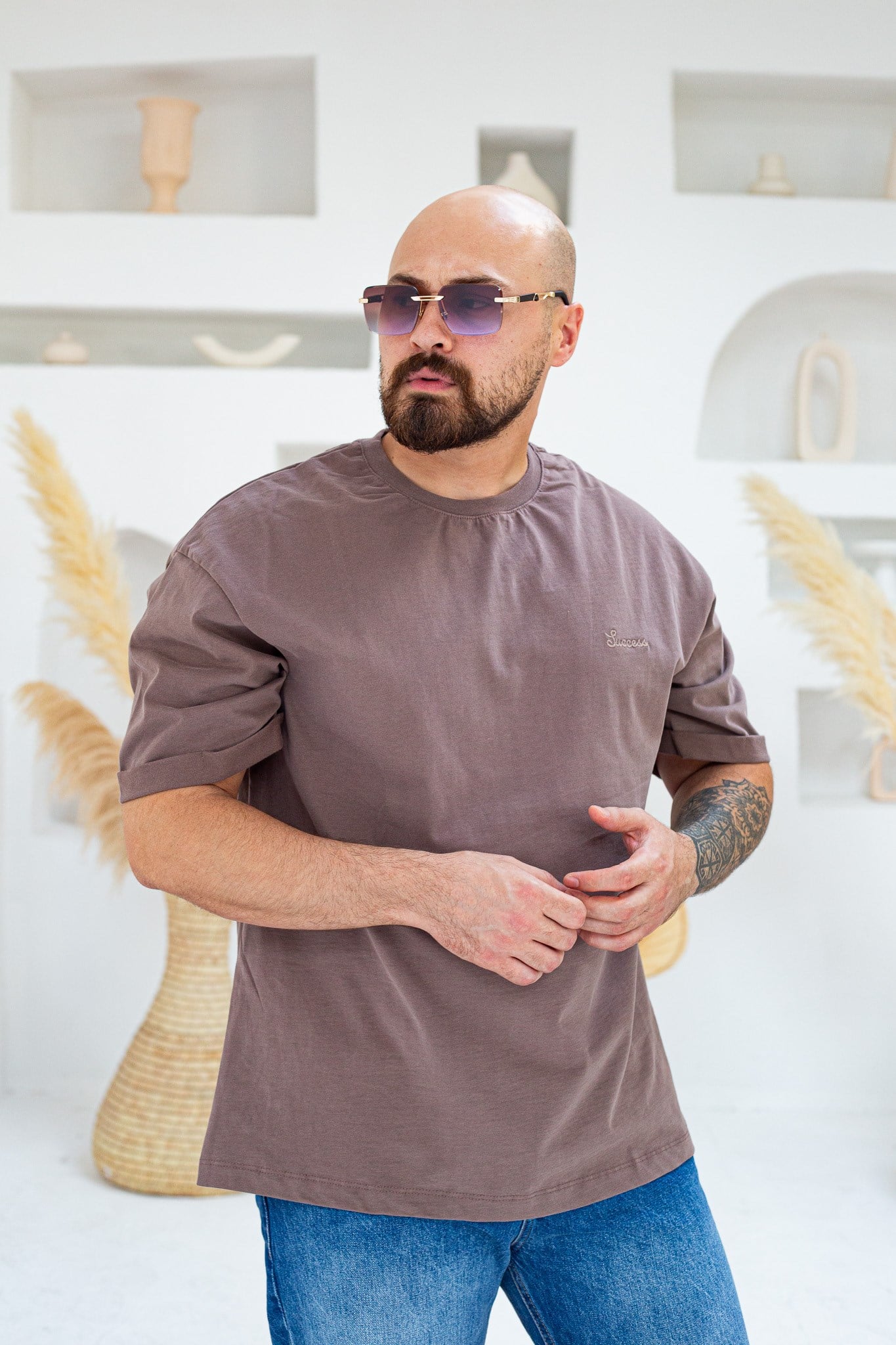 Göğüs Nakış Detaylı Oversize T-Shirt (TSKA109)