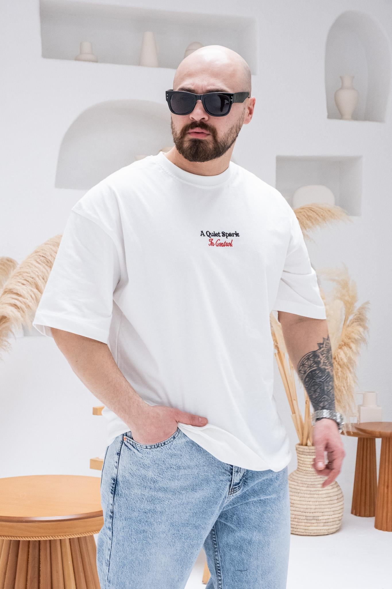 Göğüs Sırt Baskılı Ve Nakışlı Oversize T-shirt(TSB58)