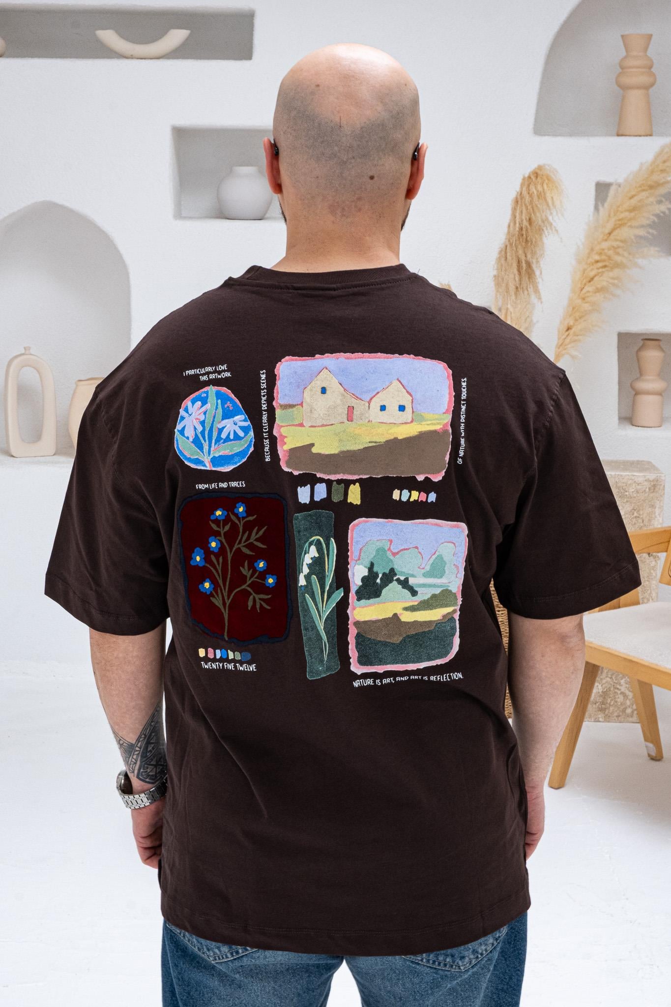 Göğüs Sırt Baskılı Ve Nakışlı Oversize T-shirt(TSKA66)
