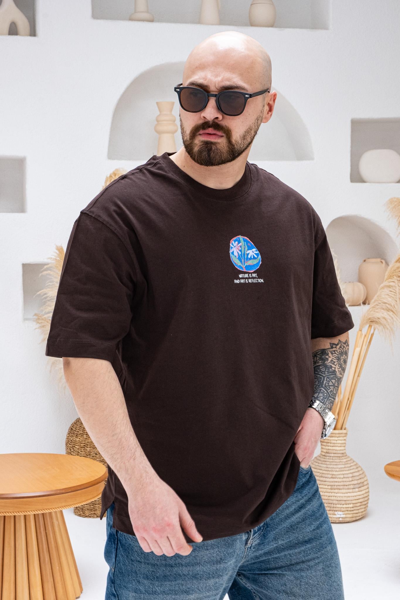 Göğüs Sırt Baskılı Ve Nakışlı Oversize T-shirt(TSKA66)