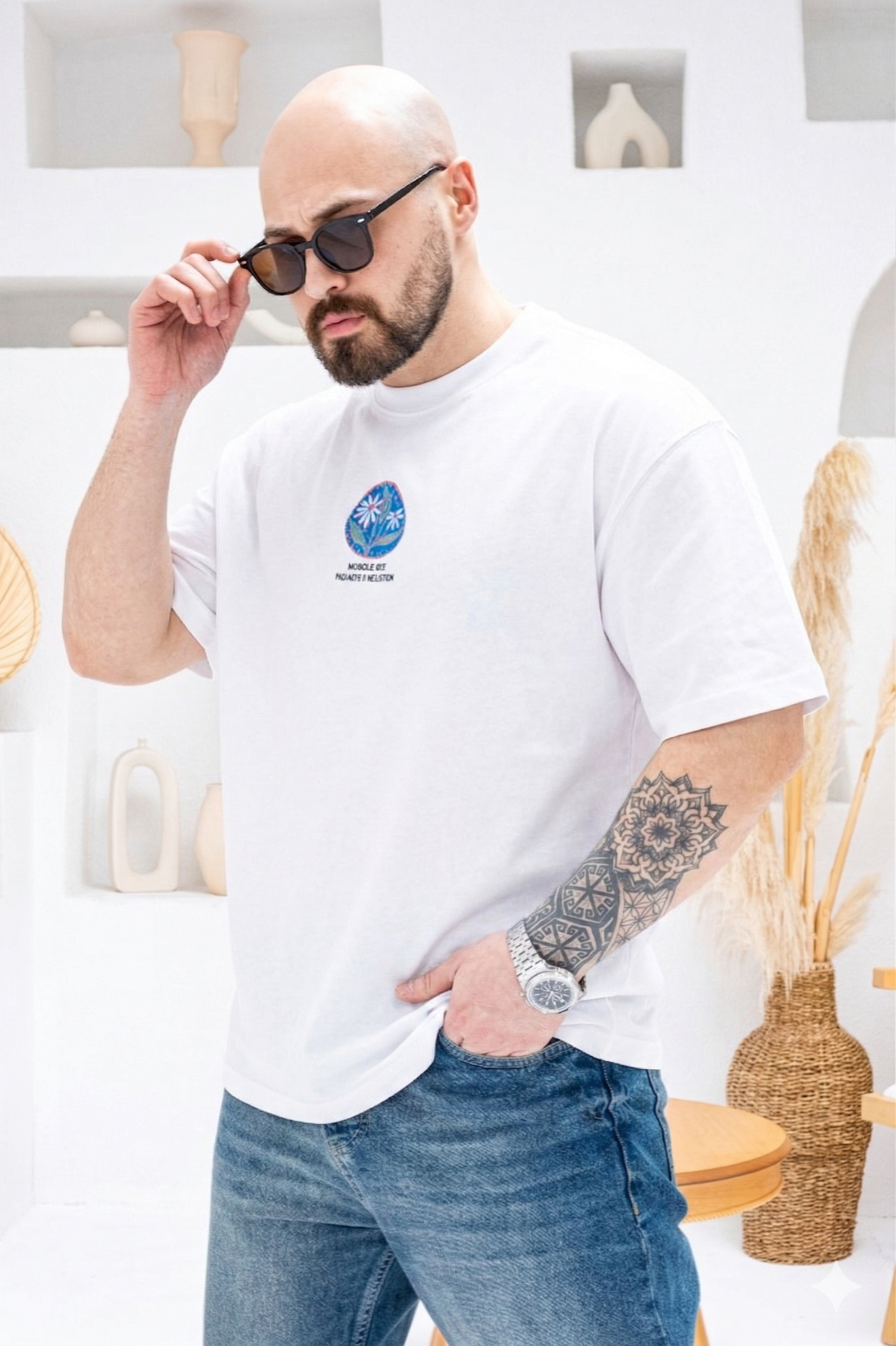 Göğüs Sırt Baskılı Ve Nakışlı Oversize T-shirt(TSB66)
