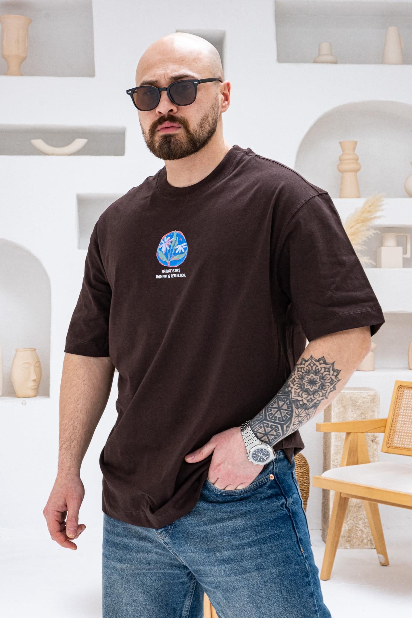 Göğüs Sırt Baskılı Ve Nakışlı Oversize T-shirt(TSKA66)