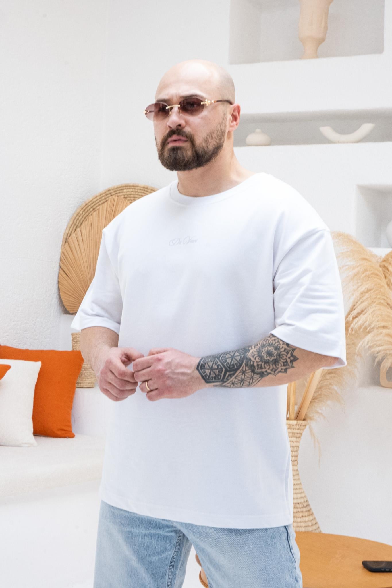Göğüs Sırt Kabartma Baskılı Oversize T-shirt(TSB59)
