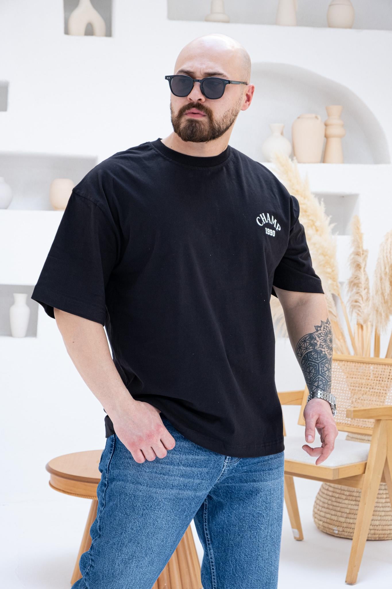 Göğüs Ve Sırt Baskılı Oversize Tişört (TSS52)