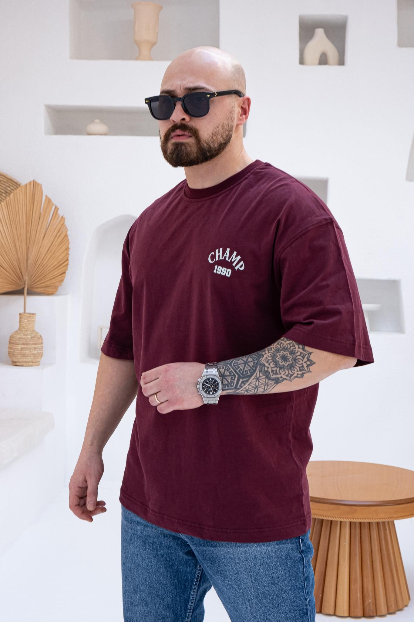 Göğüs Ve Sırt Baskılı Oversize Tişört (TSBO52)
