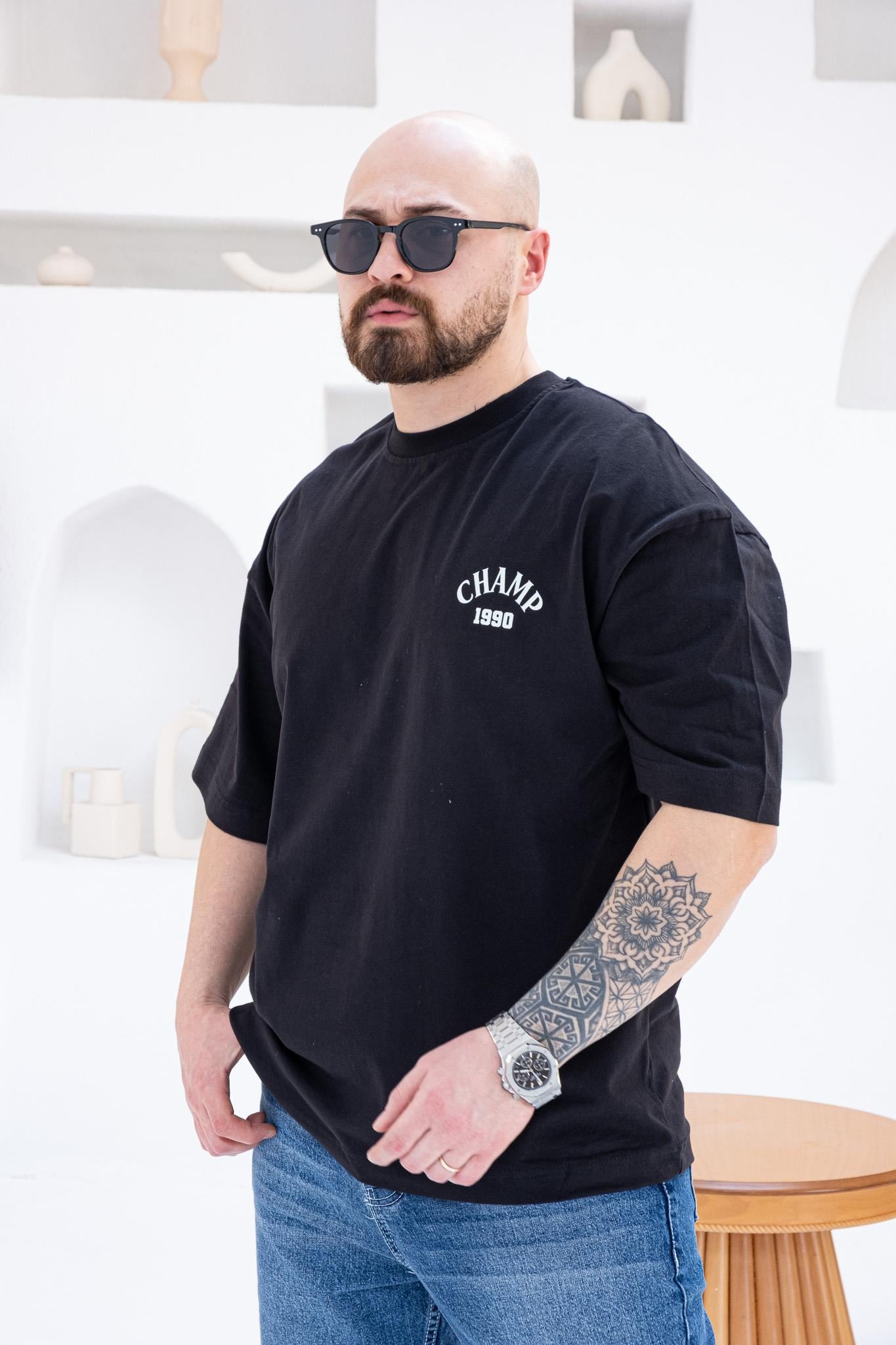 Göğüs Ve Sırt Baskılı Oversize Tişört (TSS52)