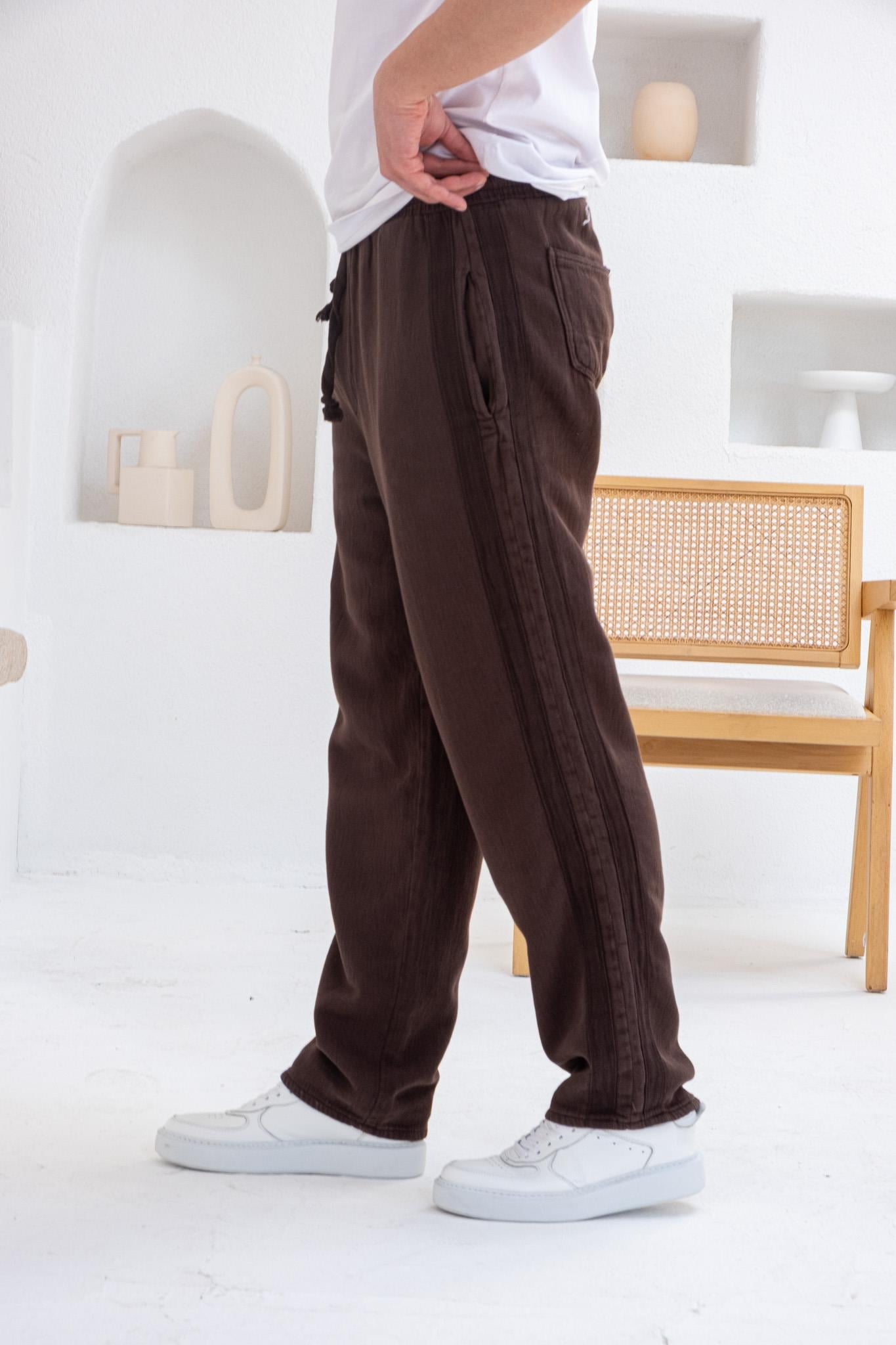 İnce Gabardin Şerit Detaylı Jogger Pantolon (JGKA34)