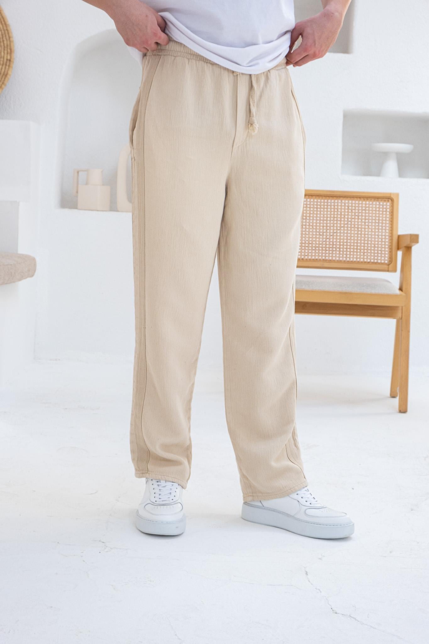 İnce Gabardin Şerit Detaylı Jogger Pantolon (JGK34)