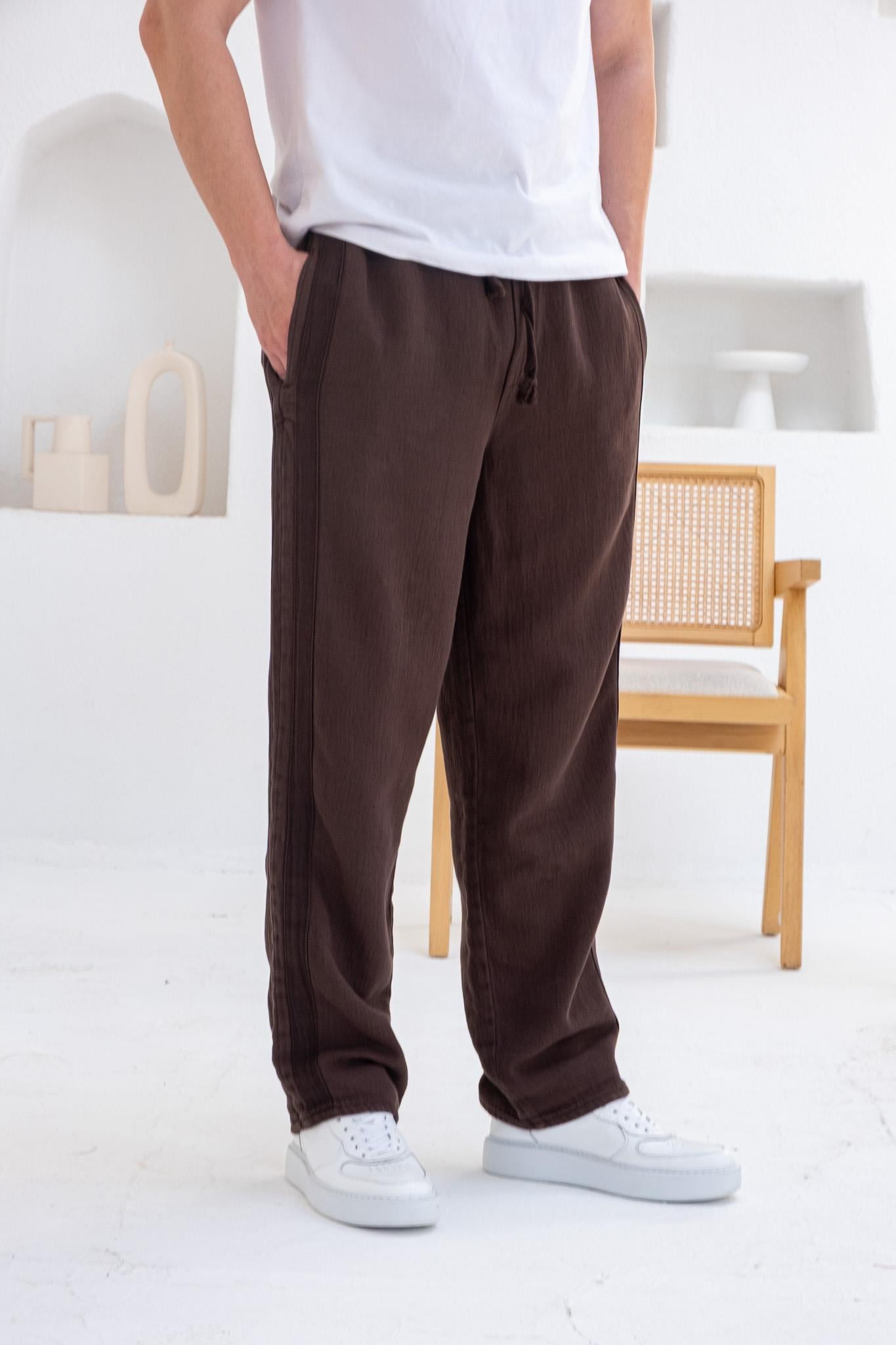 İnce Gabardin Şerit Detaylı Jogger Pantolon (JGKA34)