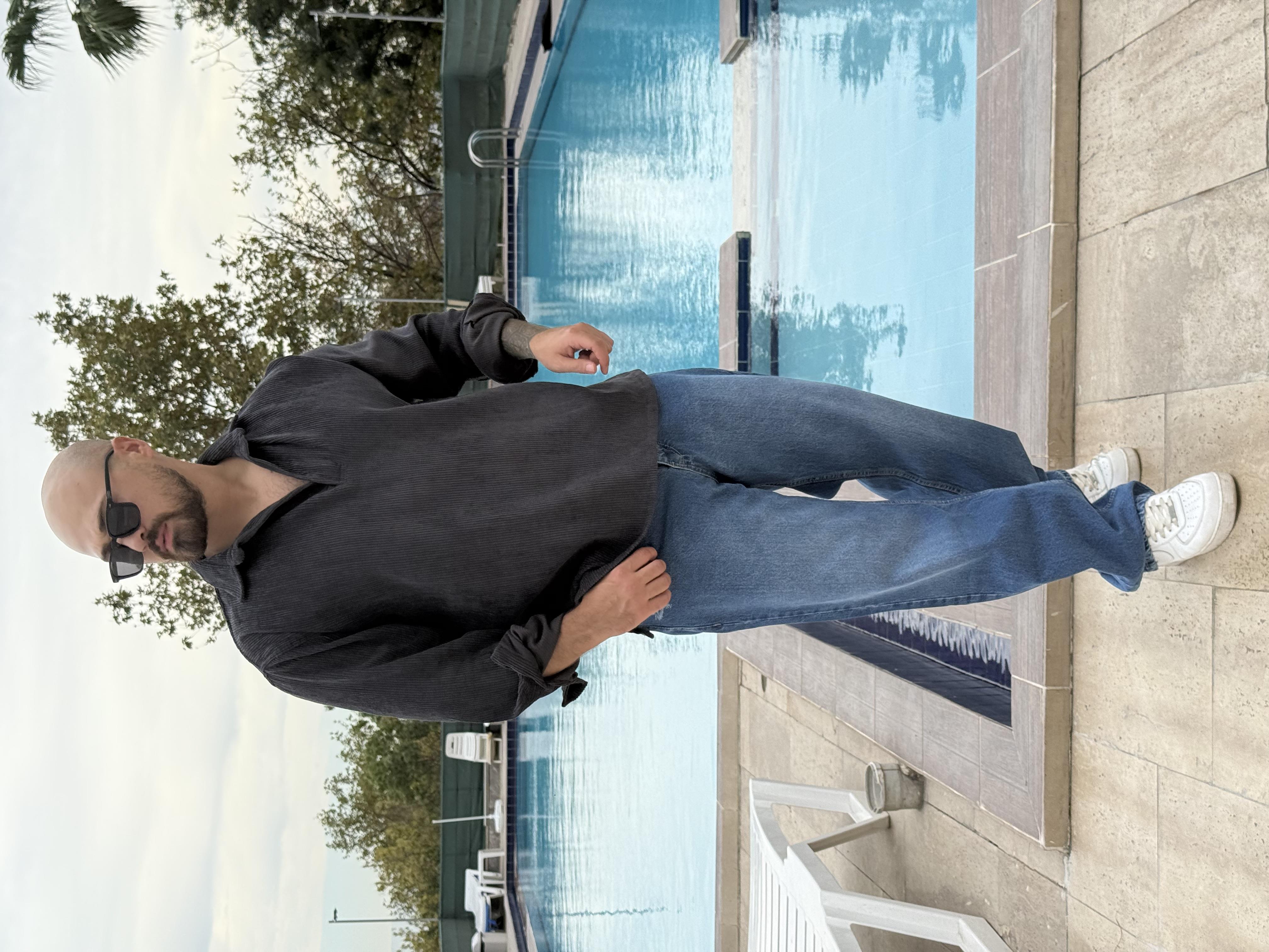 Kadife Polo Yaka Oversize Sweatshirt (SVTA46)