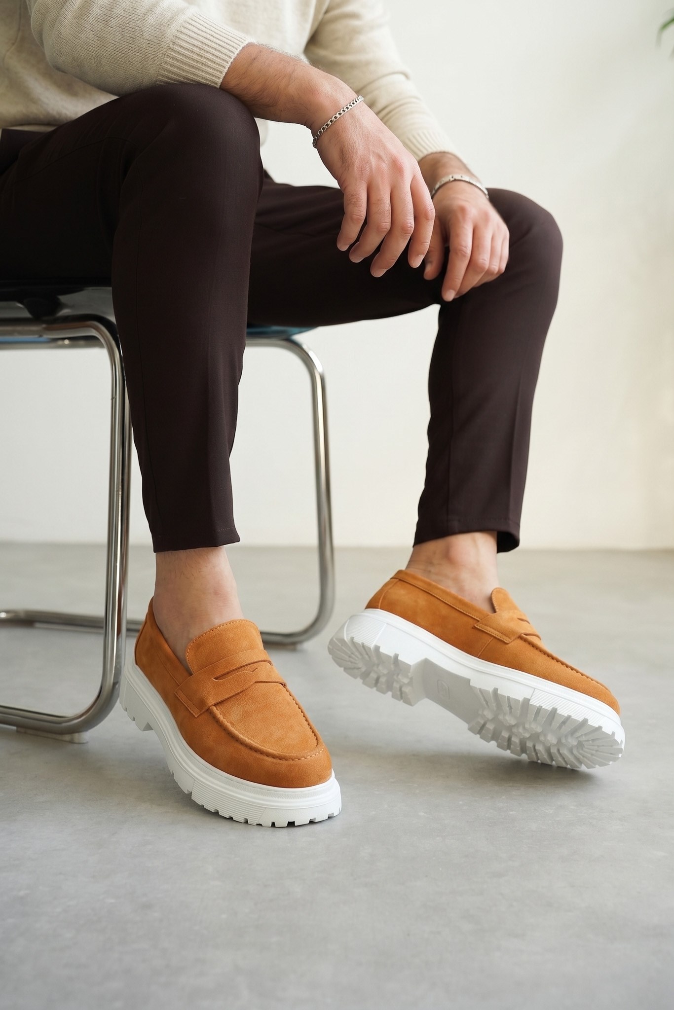 Kalın Taban Tasarım Deri Loafer Ayakkabı (AYKT15)