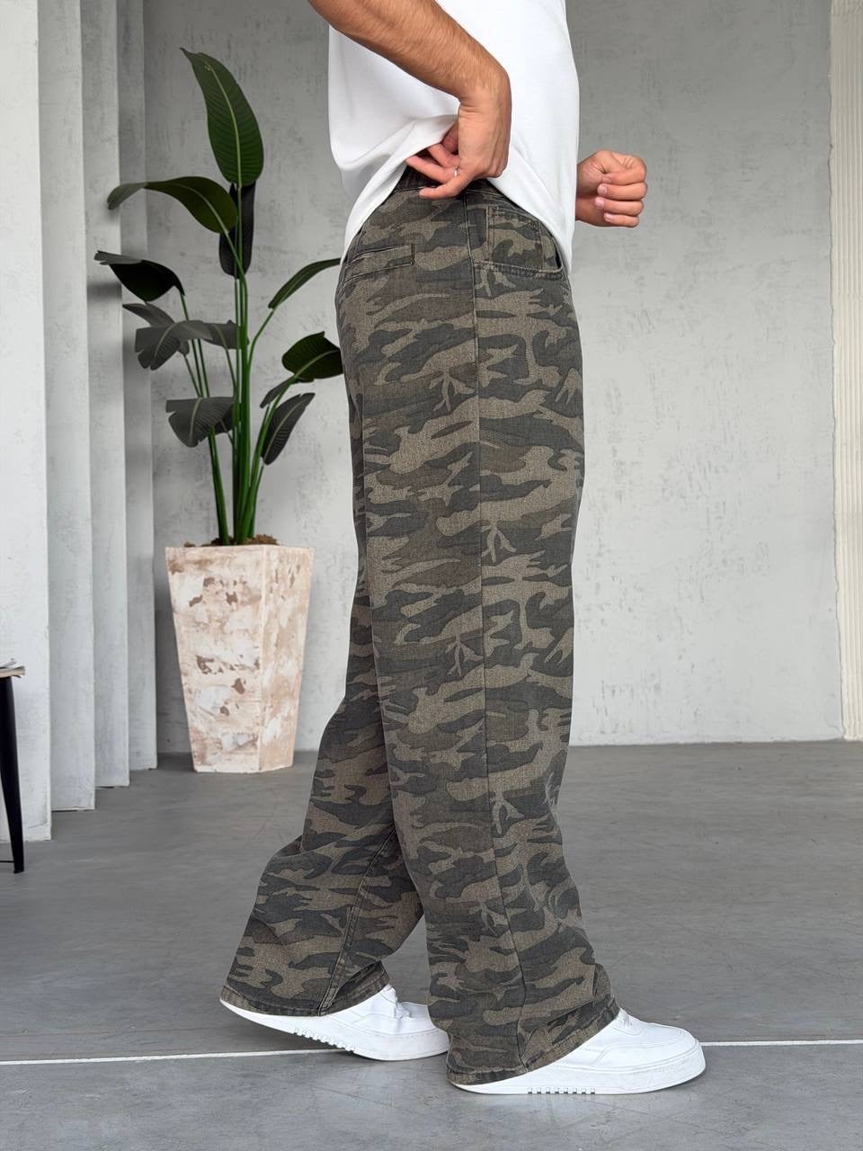 Kamuflaj Desenli Baggy Kalıp Pantolon (JG83) 