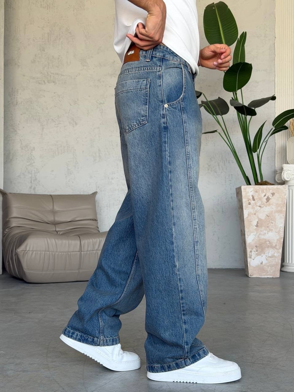 Kemer Aksesuar Detaylı Baggy Jean (KO59)