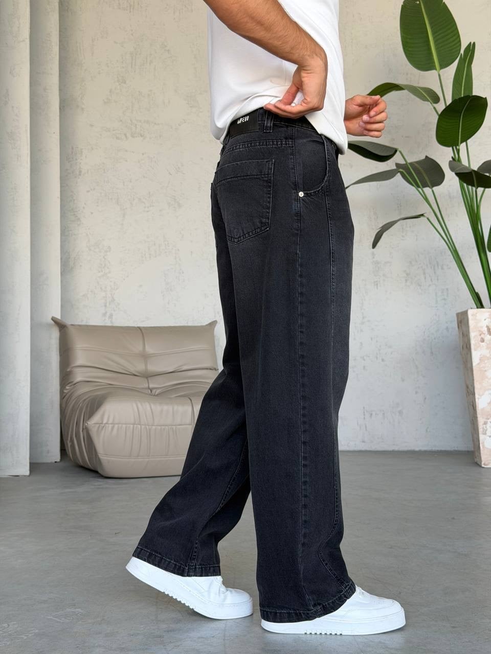 Kemer Aksesuar Detaylı Baggy Jean (KO60)
