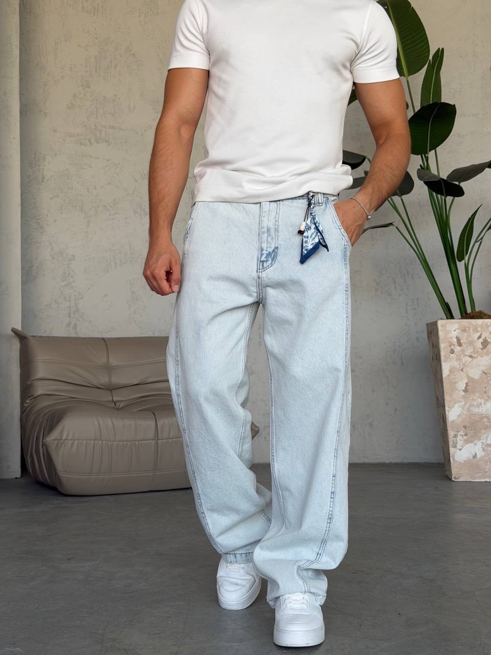 Kemer Aksesuar Detaylı Baggy Jean (KO61)