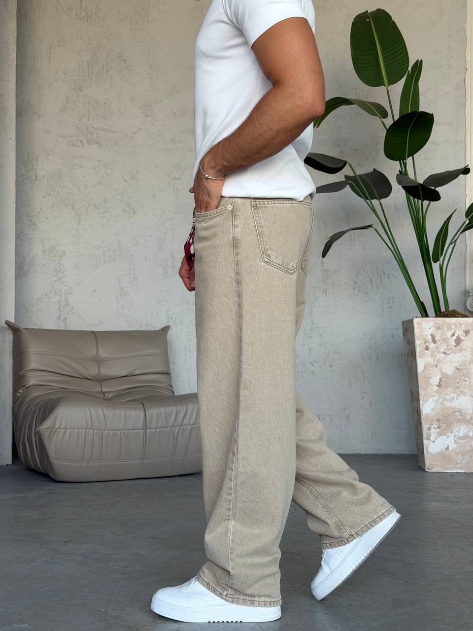 Kemer Aksesuar Detaylı Baggy Jean (KO63)