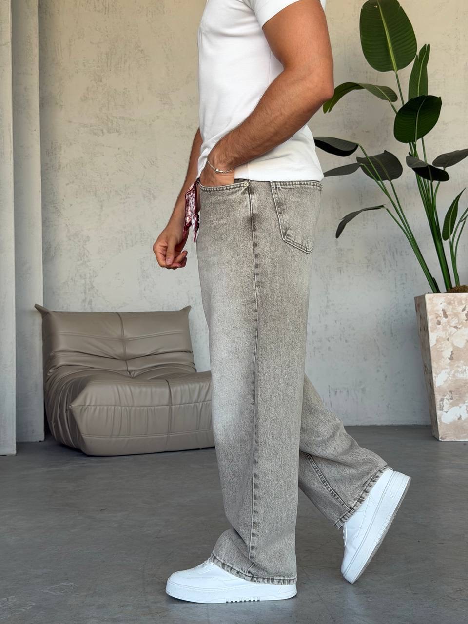 Kemer Aksesuar Detaylı Baggy Jean (KO64)