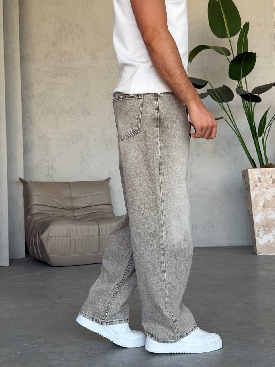 Kemer Aksesuar Detaylı Baggy Jean (KO64)