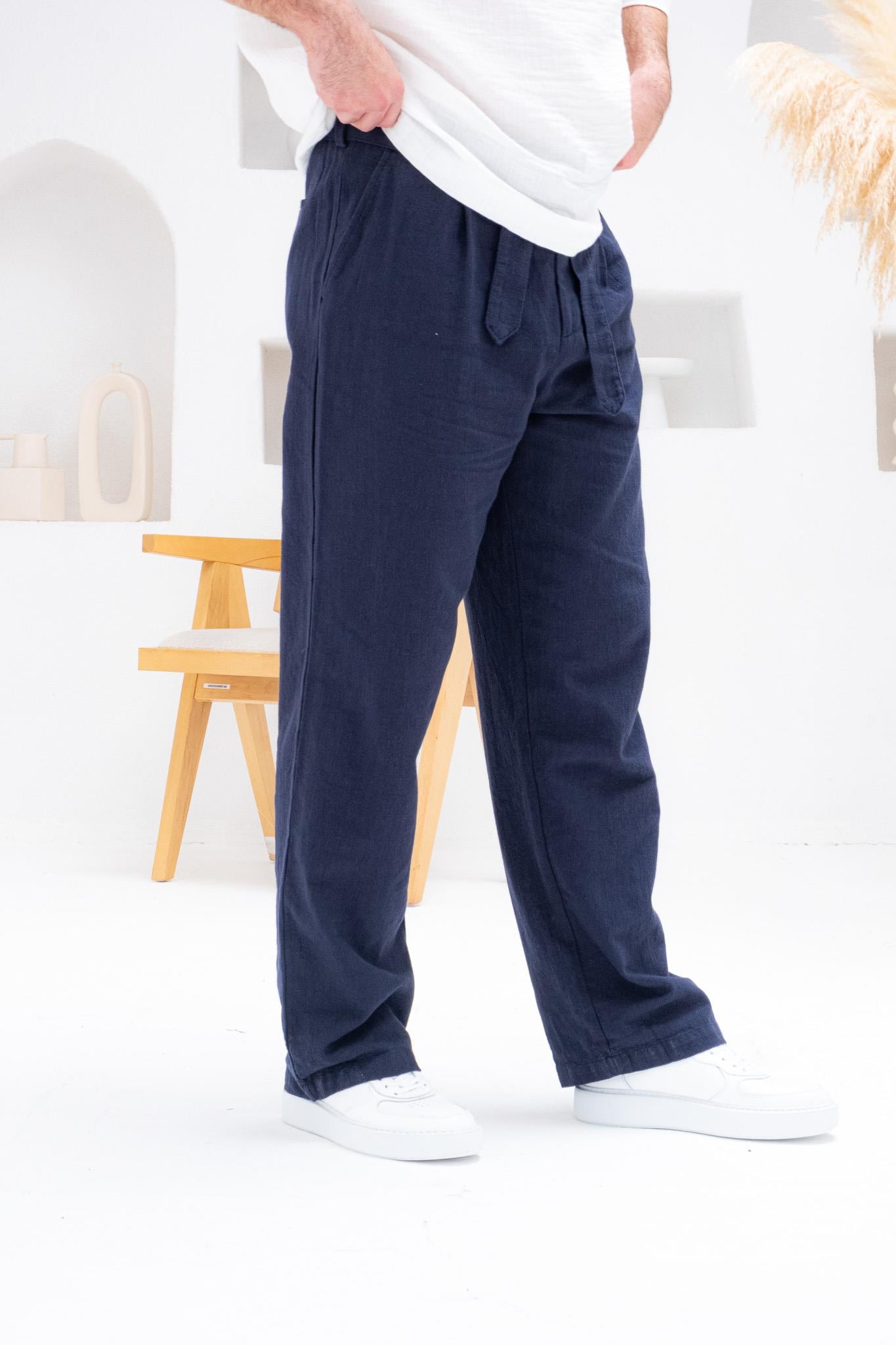 Kemer Detaylı Keten Baggy Pantolon (JGL31)