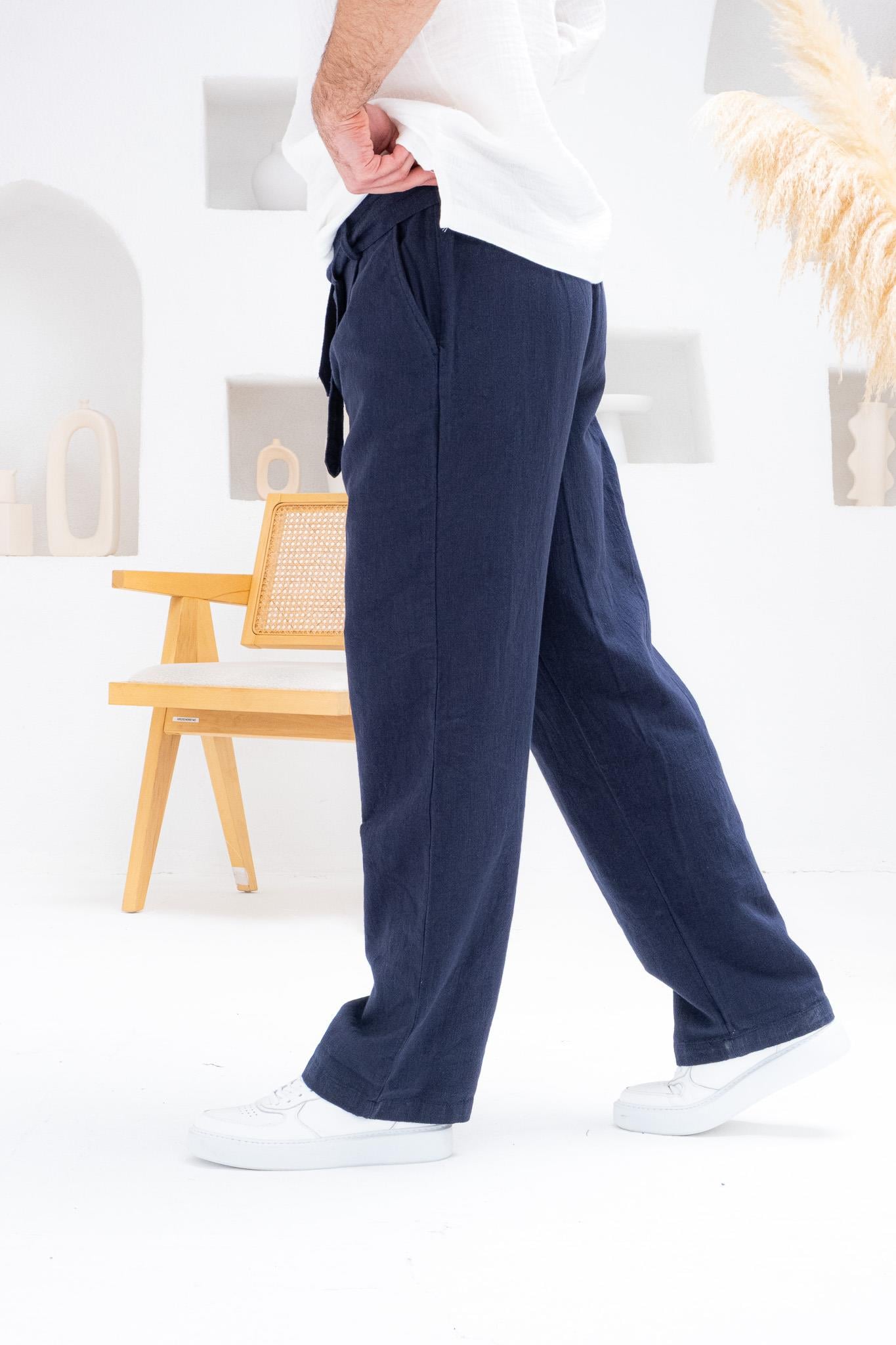 Kemer Detaylı Keten Baggy Pantolon (JGL31)