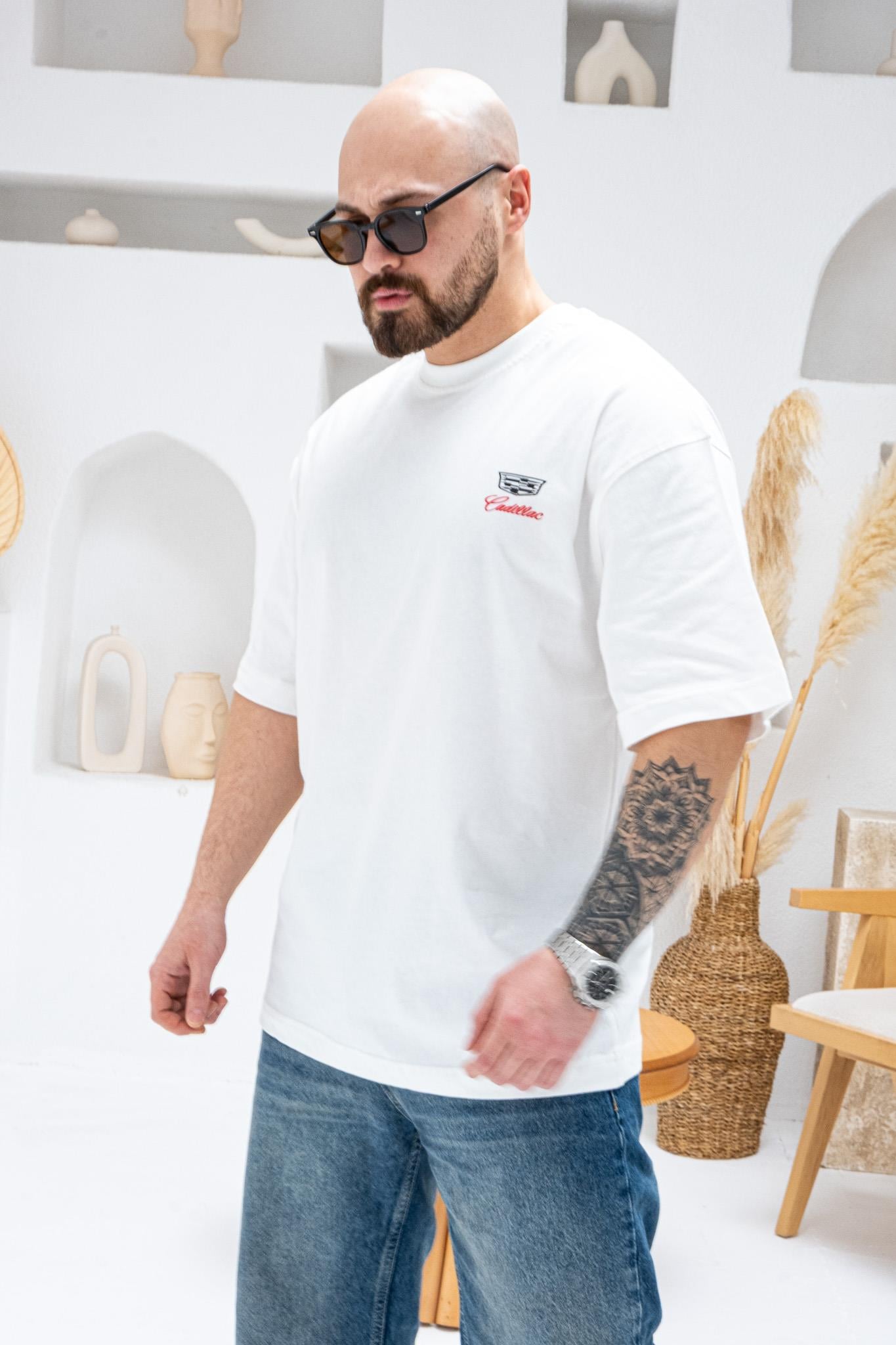 Klasik Araba Nakışlı Rahat Kalıp T-shirt(TSB68)