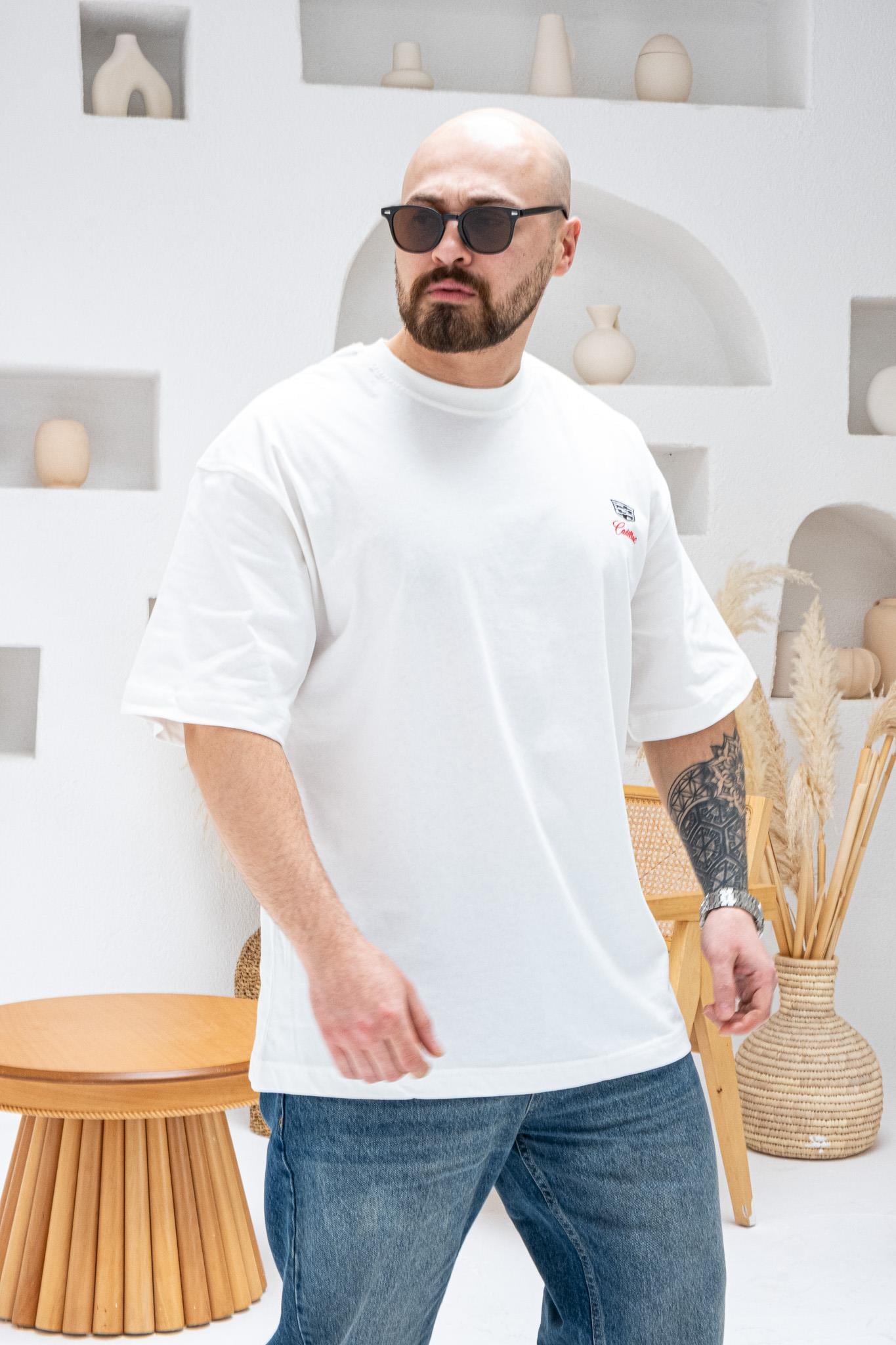 Klasik Araba Nakışlı Rahat Kalıp T-shirt(TSB68)