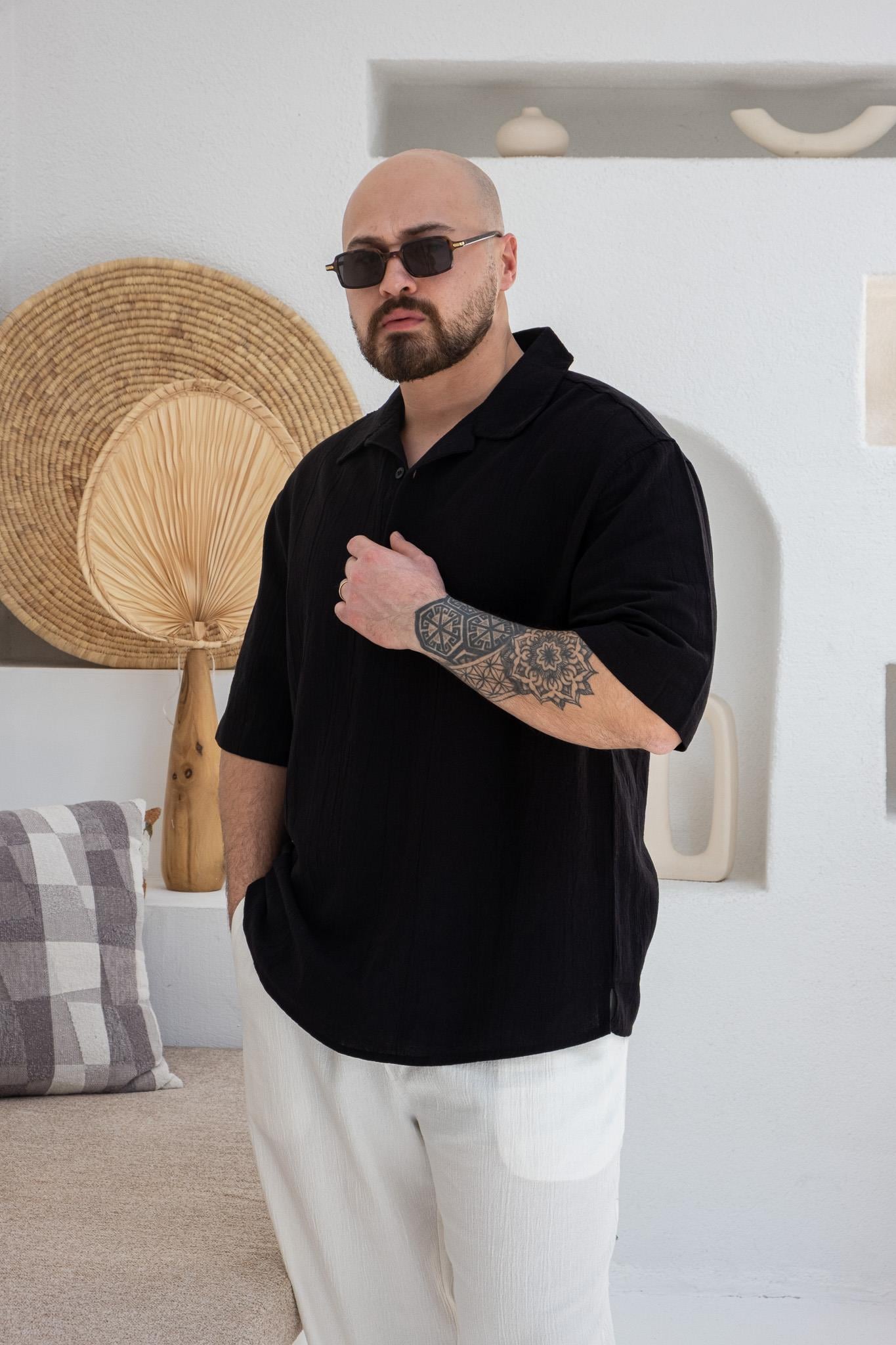 Krinkıl Kumaş Rahat Kalıp Polo Yaka T-Shirt (TSS42)