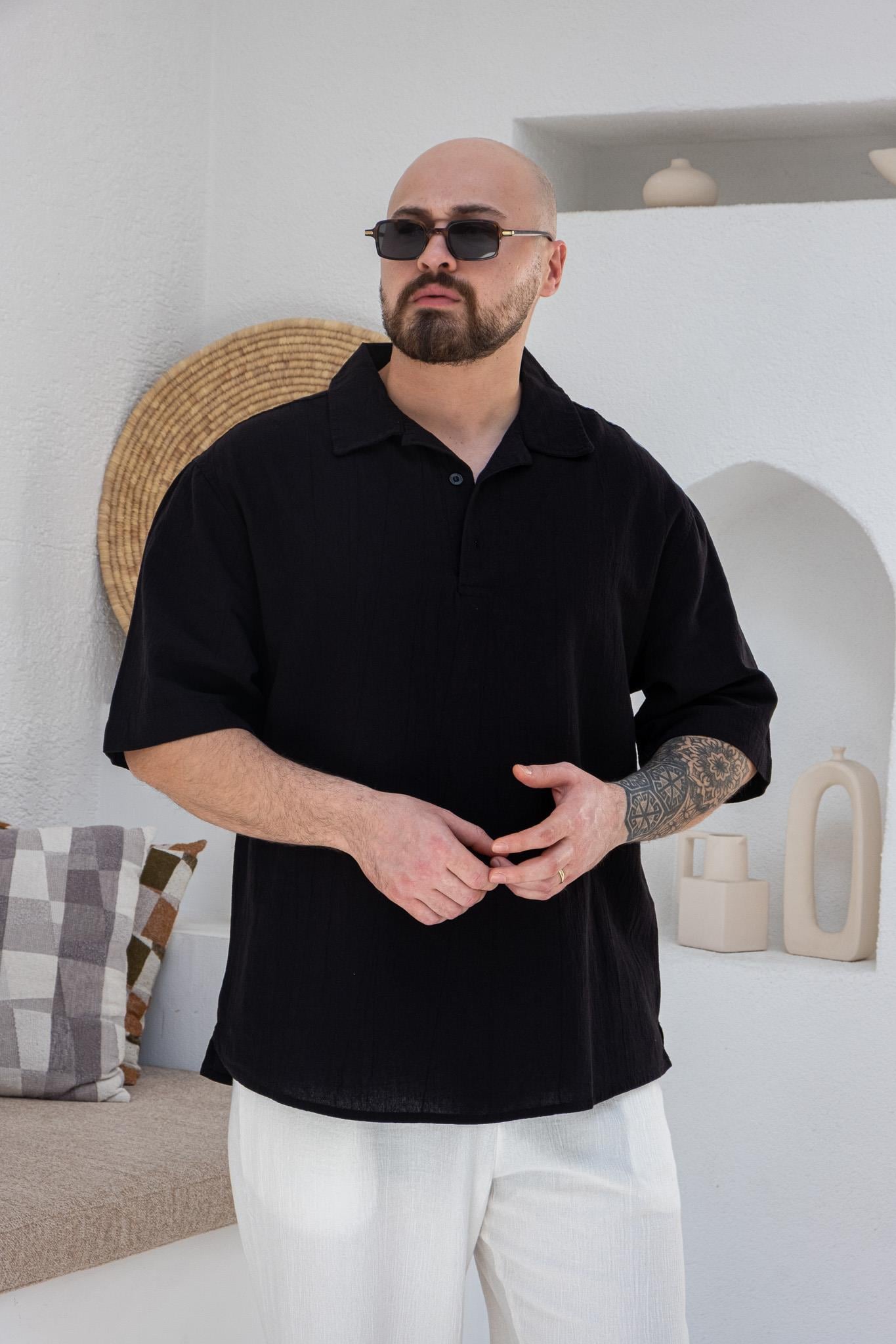 Krinkıl Kumaş Rahat Kalıp Polo Yaka T-Shirt (TSS42)