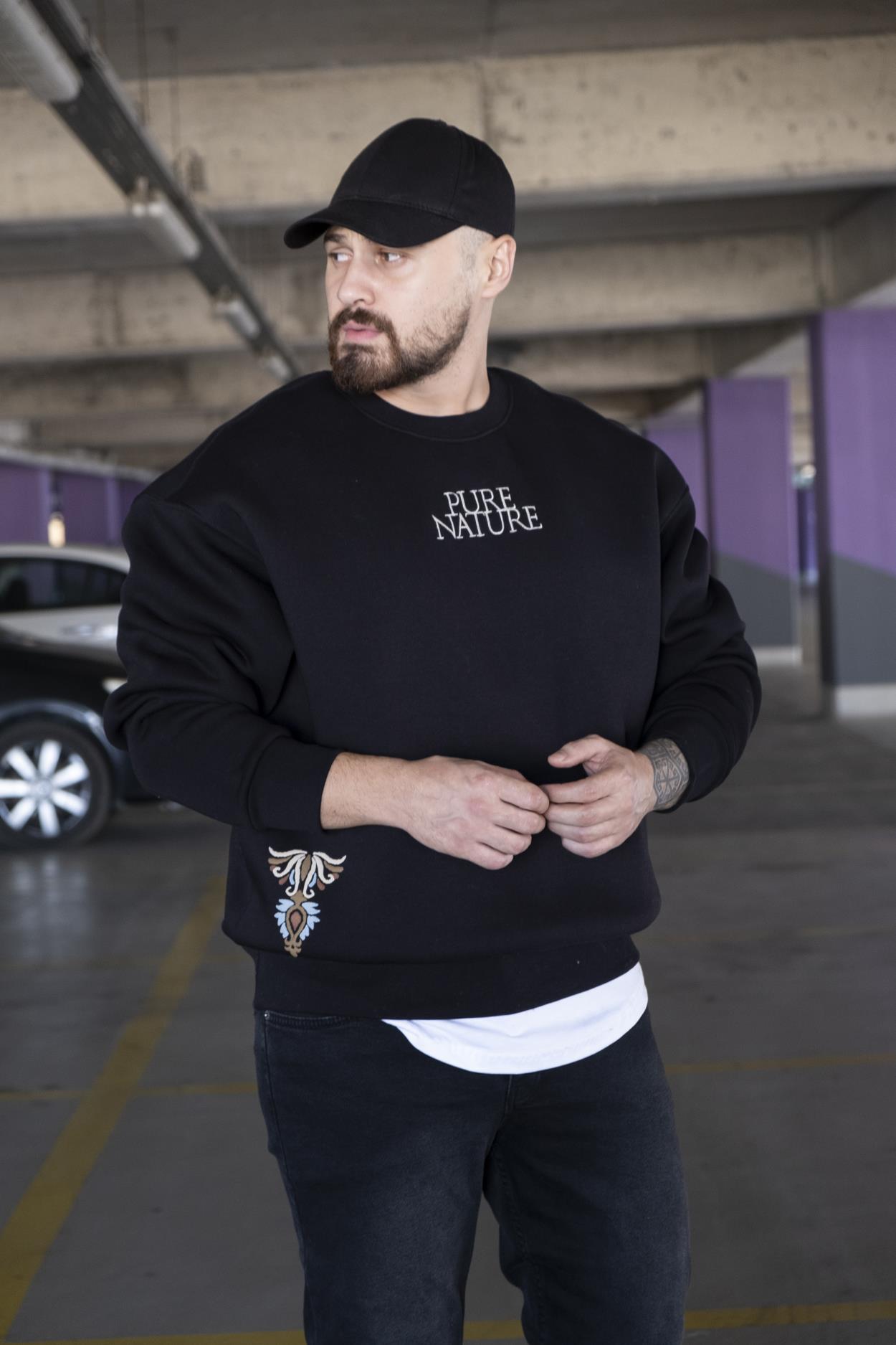 Oversize Baskılı Şardonlu Sweatshirt (SVTS15)