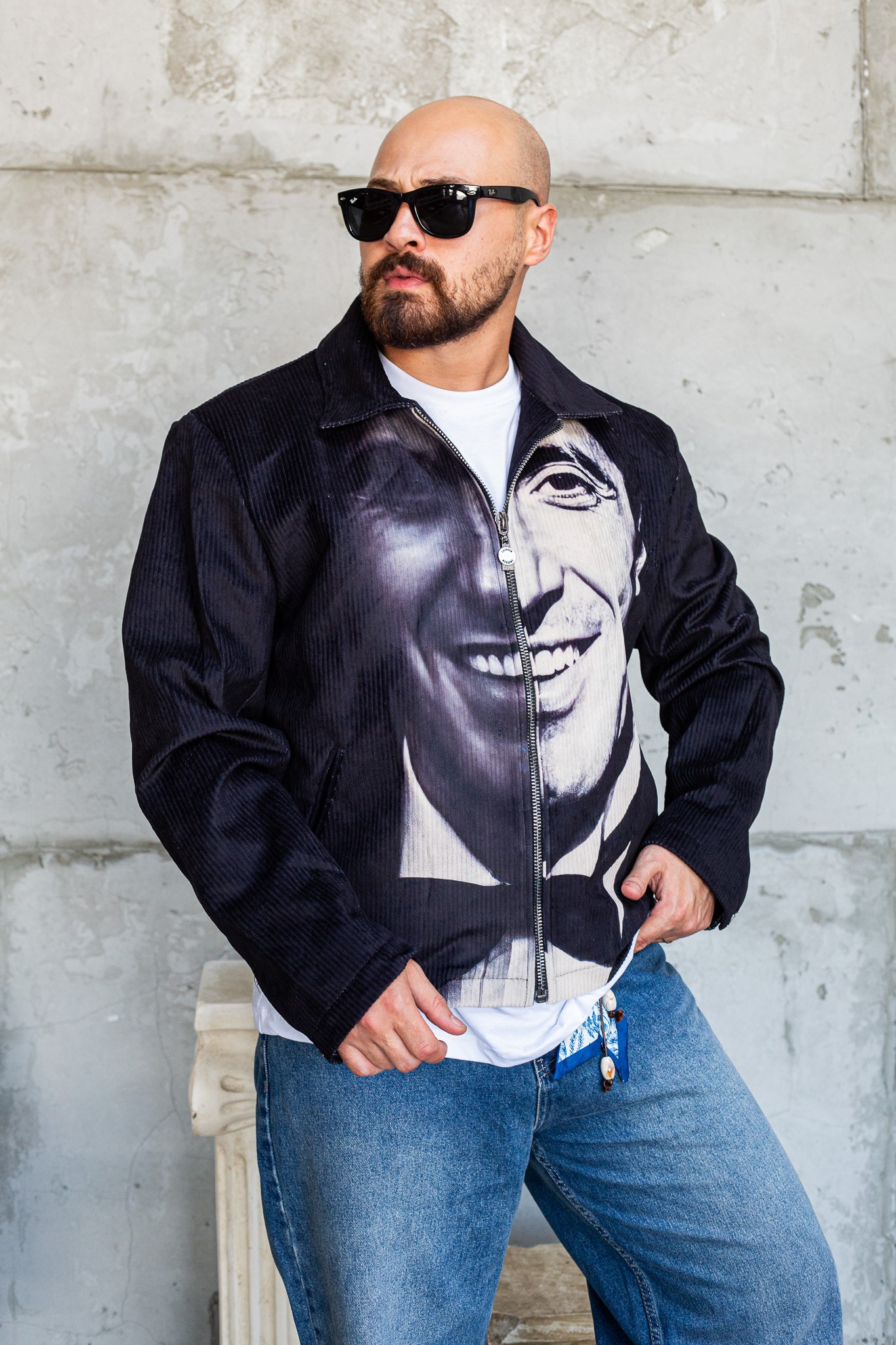 Oversize İkonik Baskılı Kadife Tasarım Ceket (MEV70)