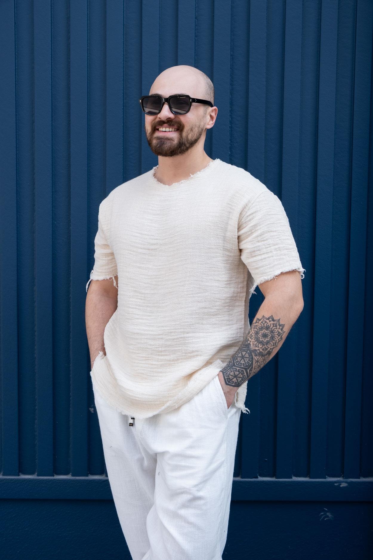 Pis Yaka Rahat Kalıp Keten T-Shirt (TSK11)