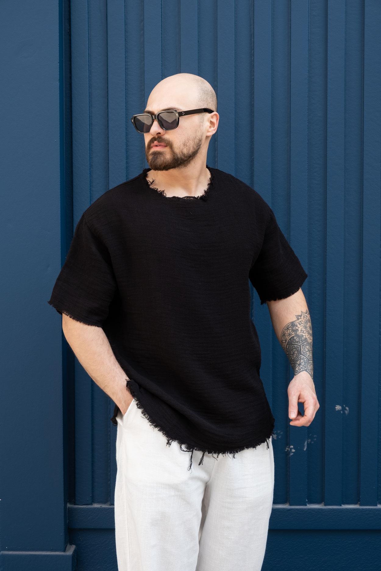 Pis Yaka Rahat Kalıp Keten T-Shirt (TSS11)